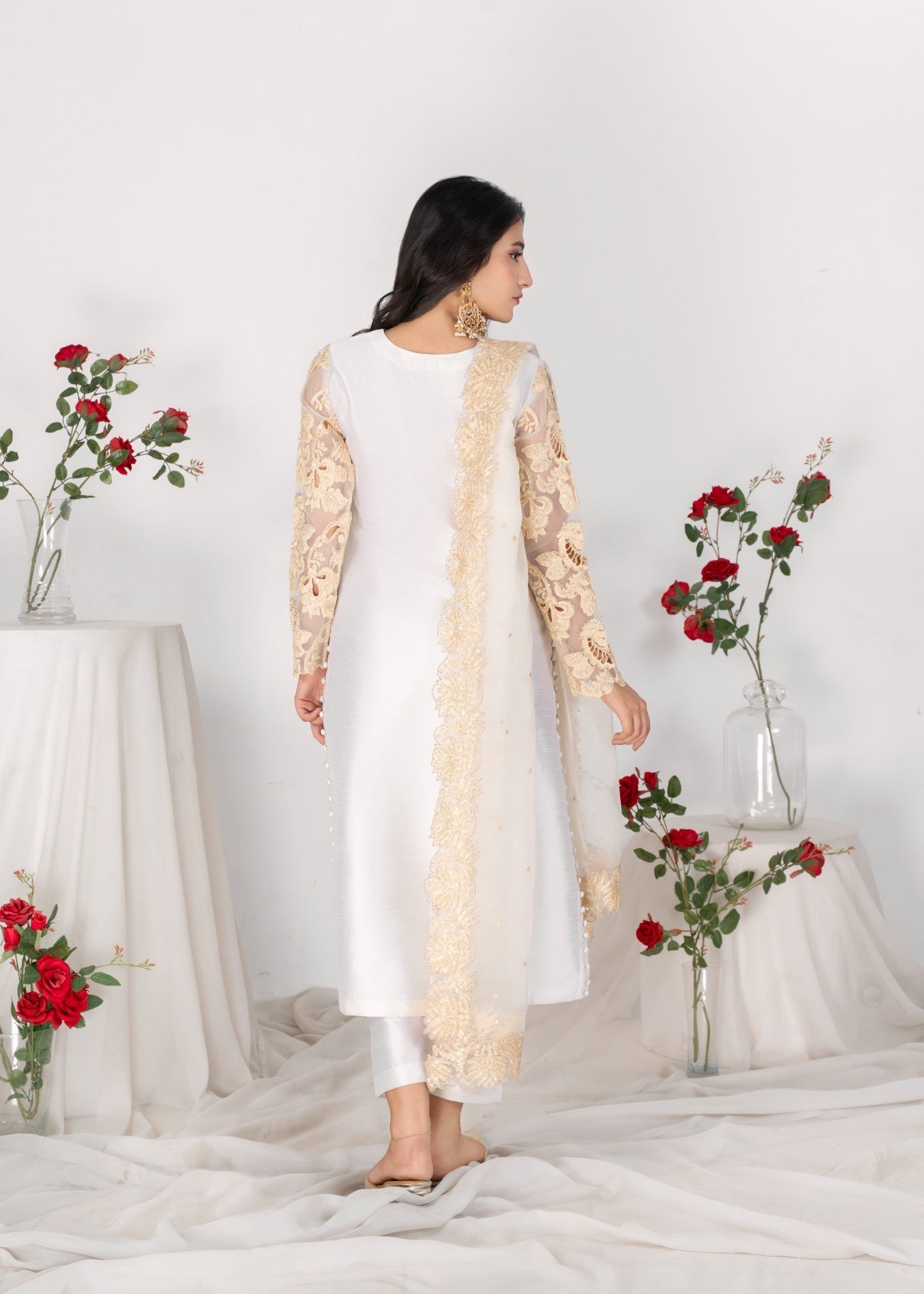 Alyssa OFFWHITE RAWSILK KURTI SET ALL606 Women 3pcs