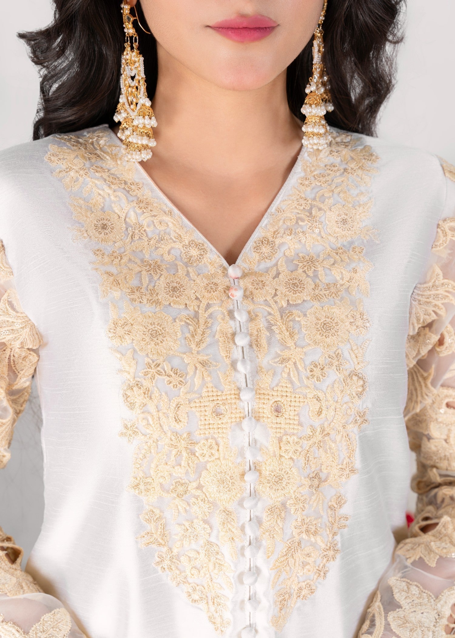 Alyssa OFFWHITE RAWSILK KURTI SET ALL606 Women 3pcs