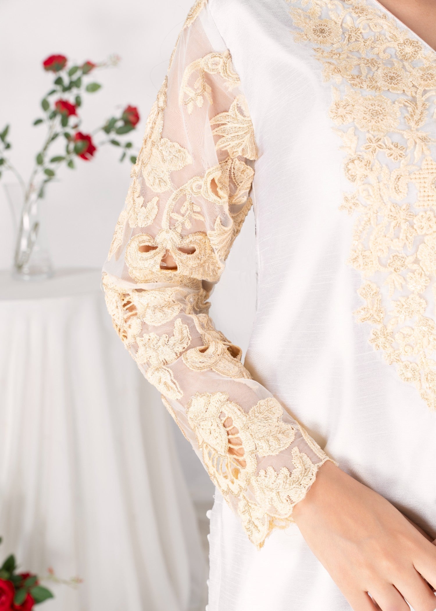 Alyssa OFFWHITE RAWSILK KURTI SET ALL606 Women 3pcs