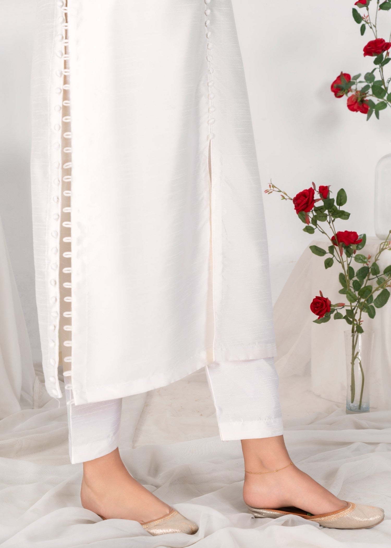 Alyssa OFFWHITE RAWSILK KURTI SET ALL606 Women 3pcs