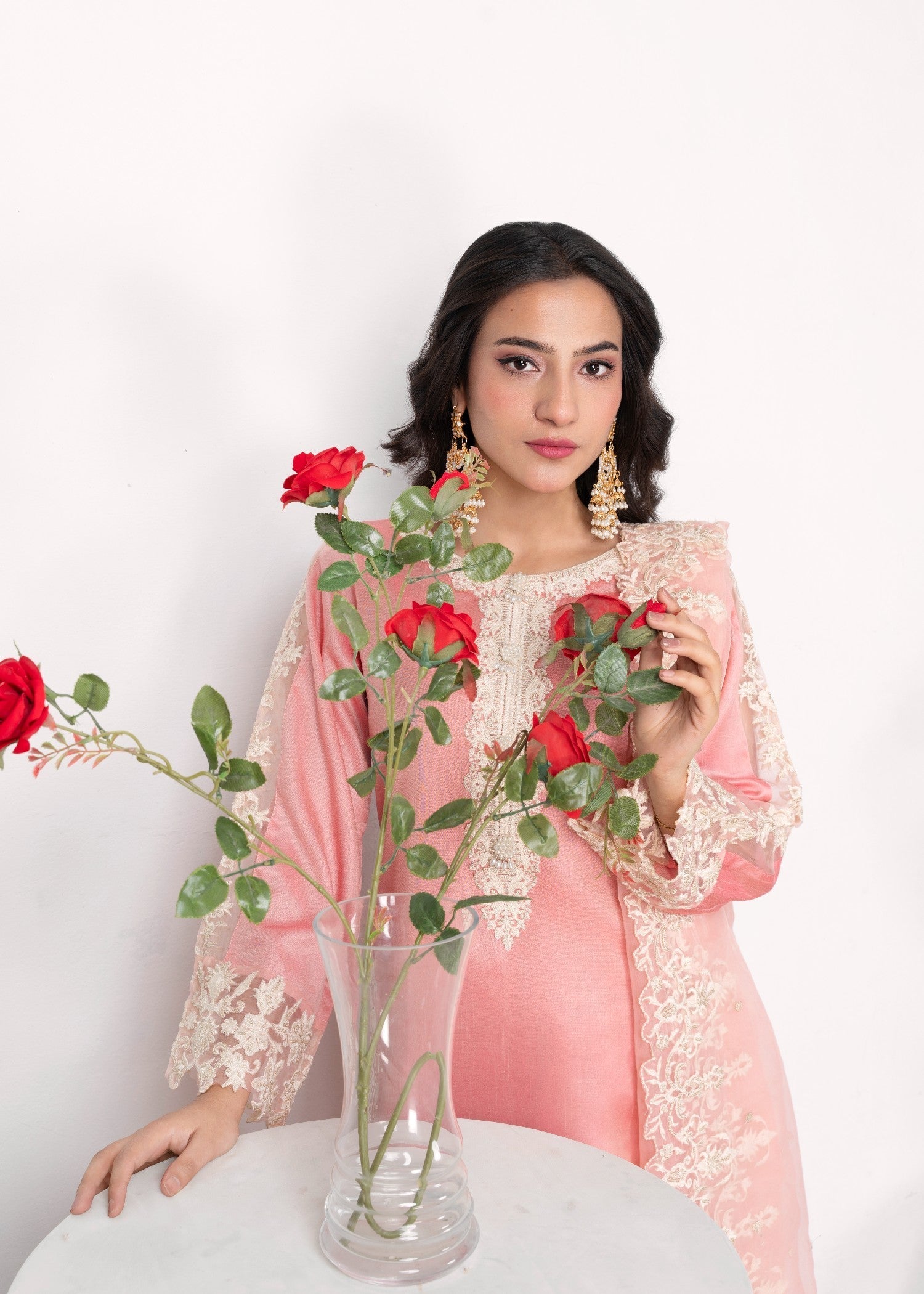 Alyssa PEACH RAWSILK KURTI SET ALL609 Women 3pcs