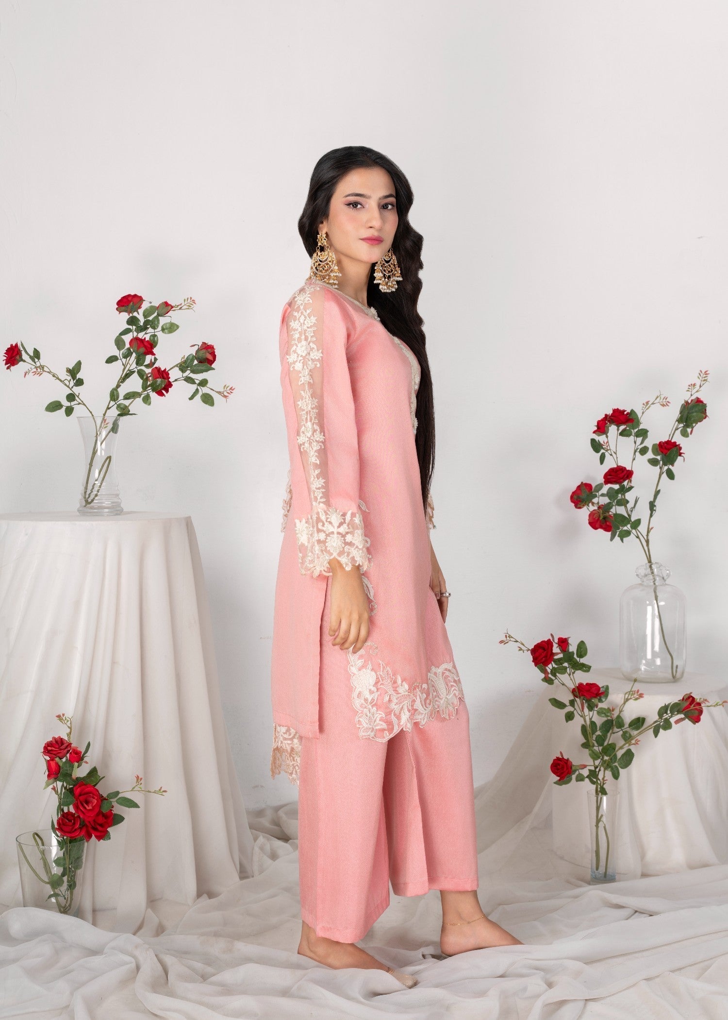 Alyssa PEACH RAWSILK KURTI SET ALL609 Women 3pcs