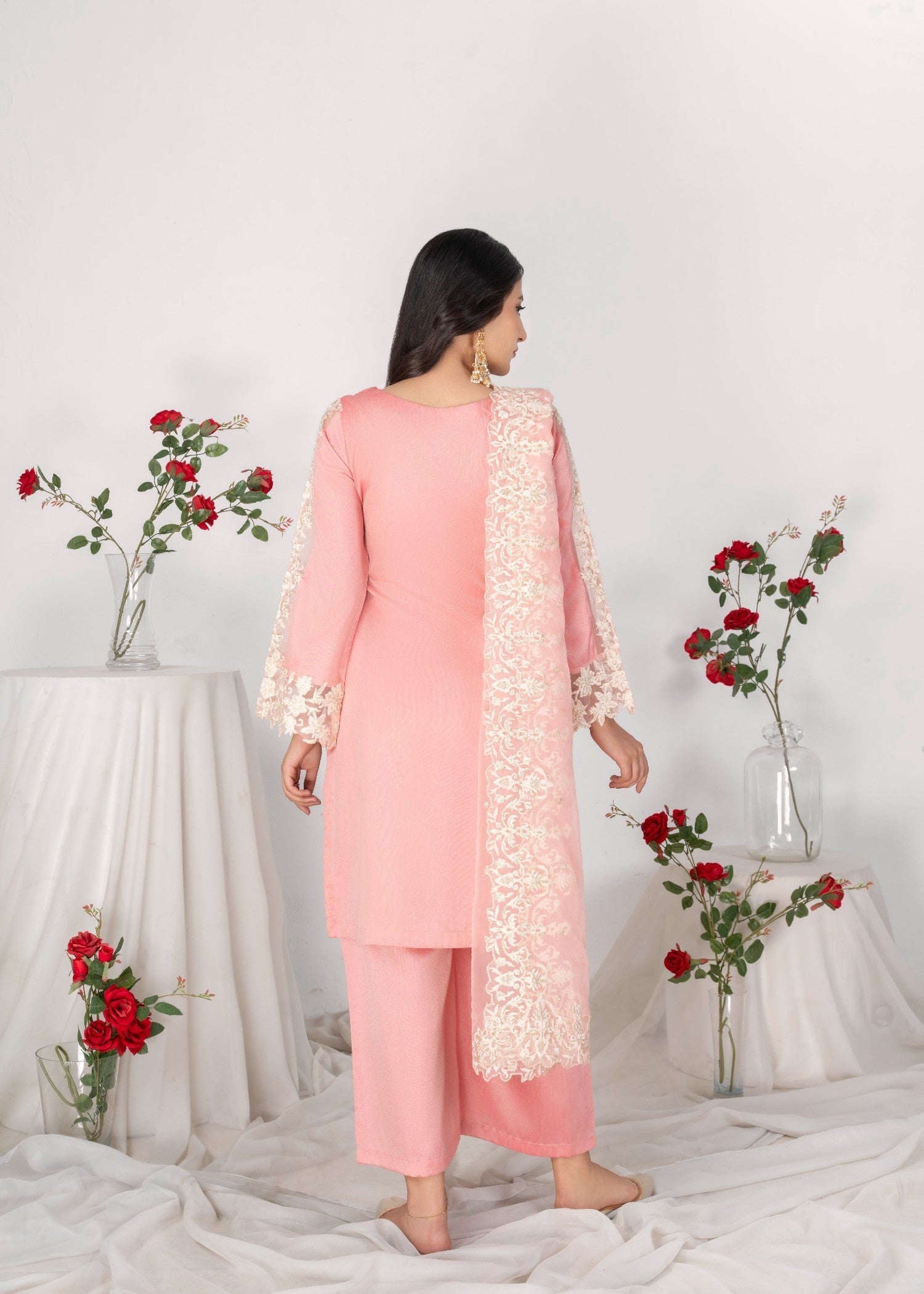 Alyssa PEACH RAWSILK KURTI SET ALL609 Women 3pcs