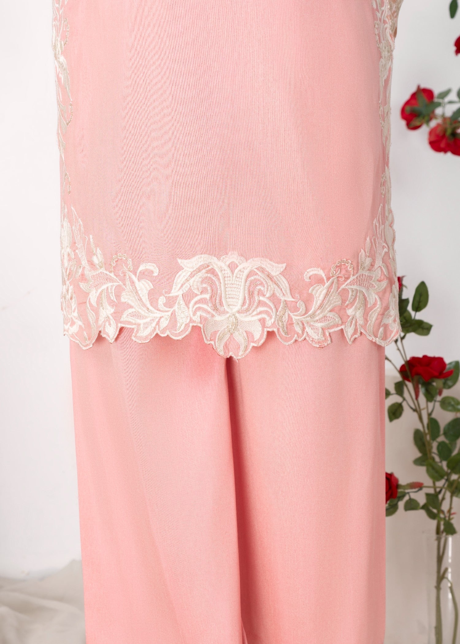 Alyssa PEACH RAWSILK KURTI SET ALL609 Women 3pcs