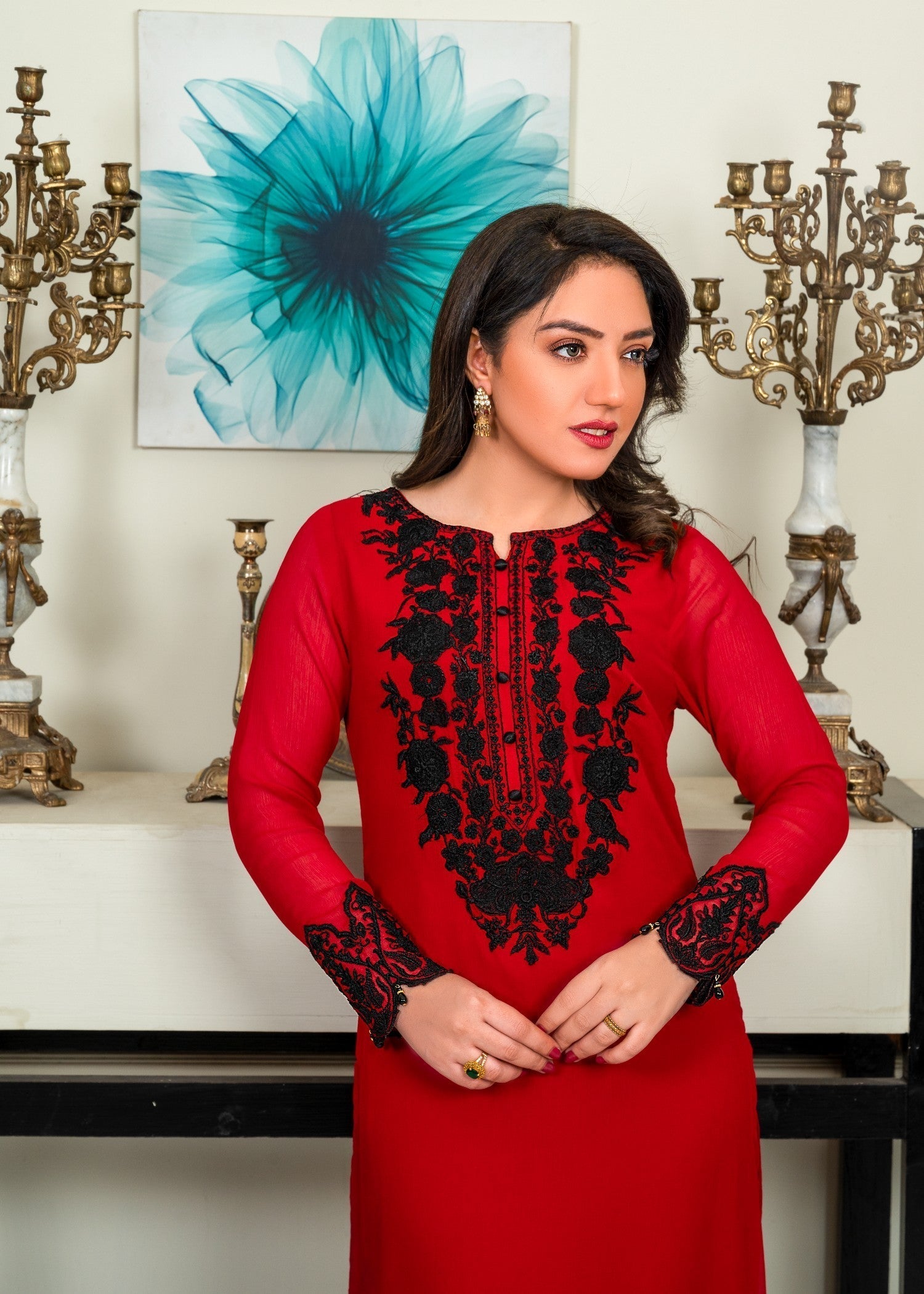 Alyssa RED KURTI SET ALL210 Women 3pcs