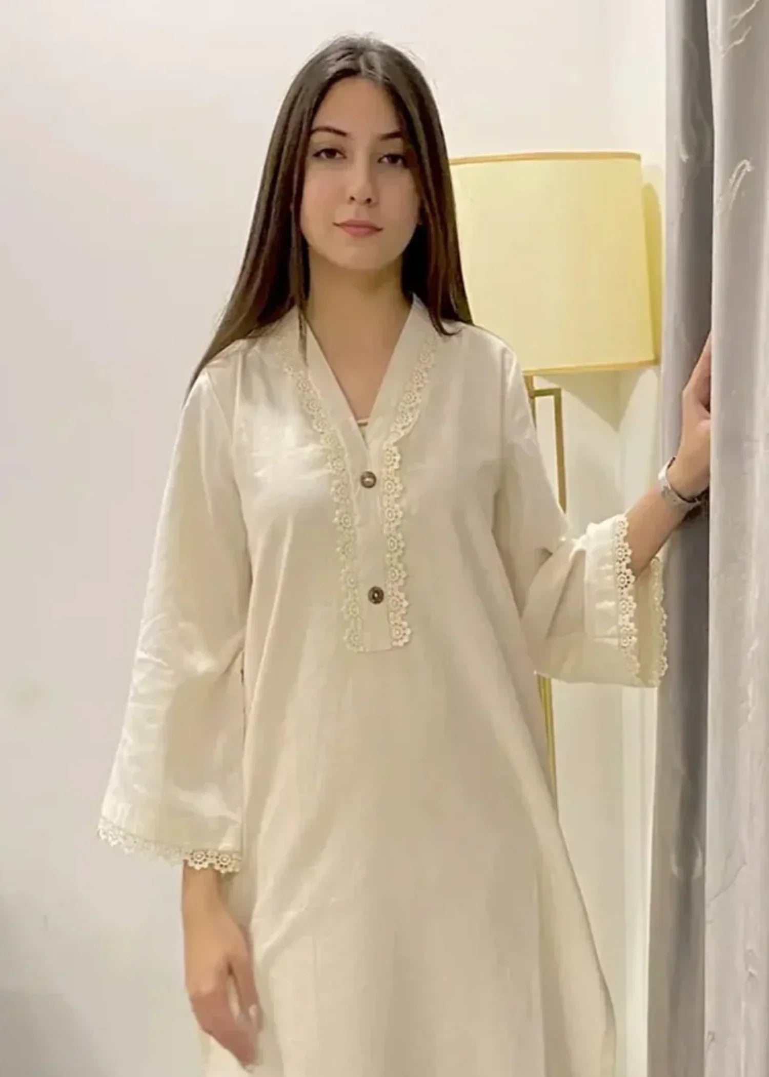 Urban Cut Trendy Cotton Embellished Kurta Stitched Women 1pcs