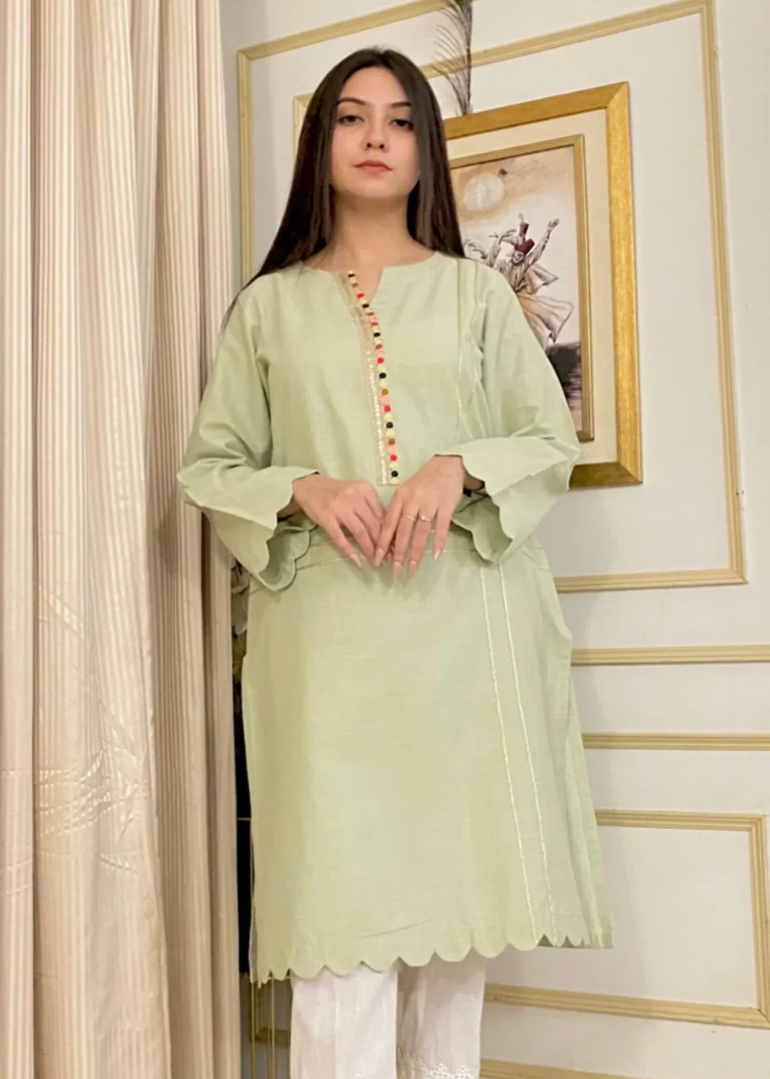 Urban Cut Premium Cotton Embroidered Kurta Women 1pcs