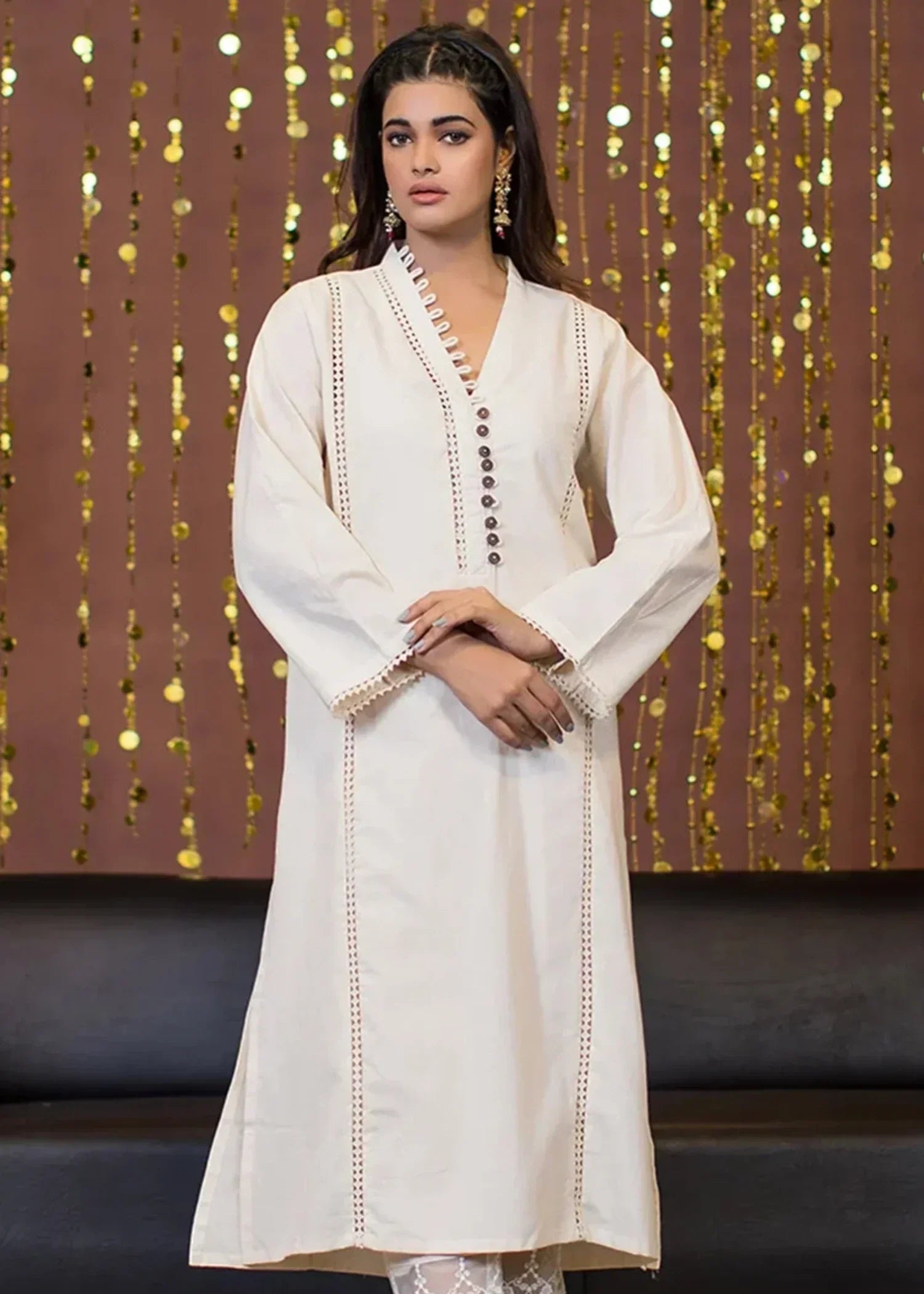 Urban Cut Cotton Embellished Kurta Women 1pcs