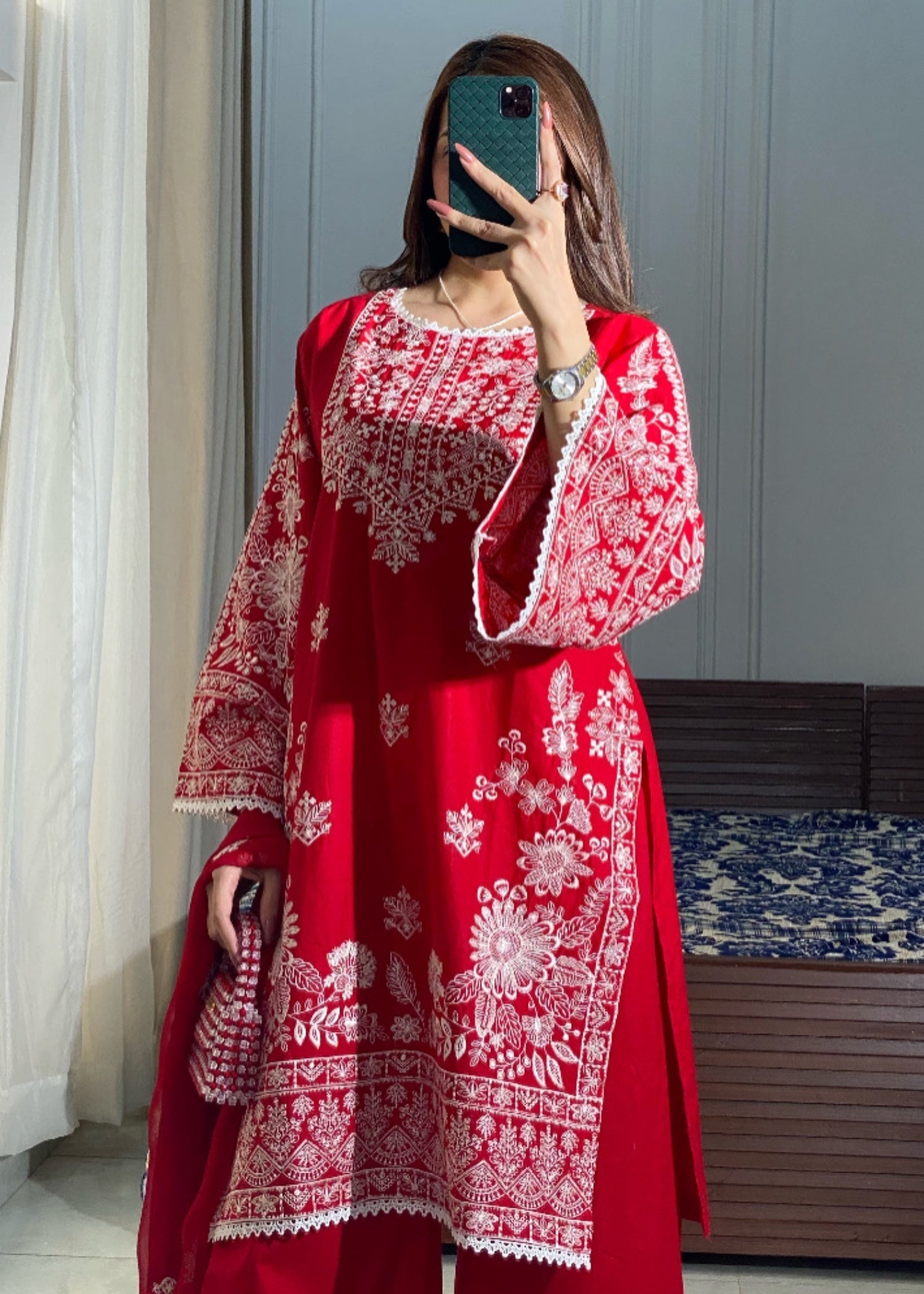 Ayesha B red (lamia) Women 3pcs