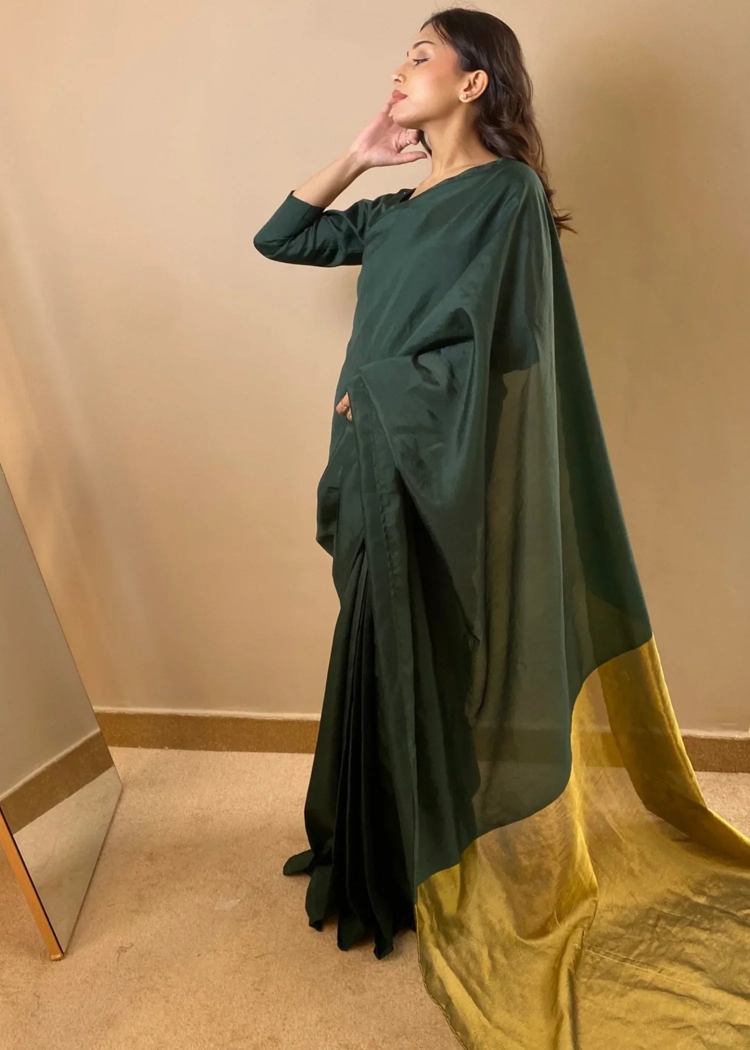 Noroz Emerald No minute Saree Women 3pcs