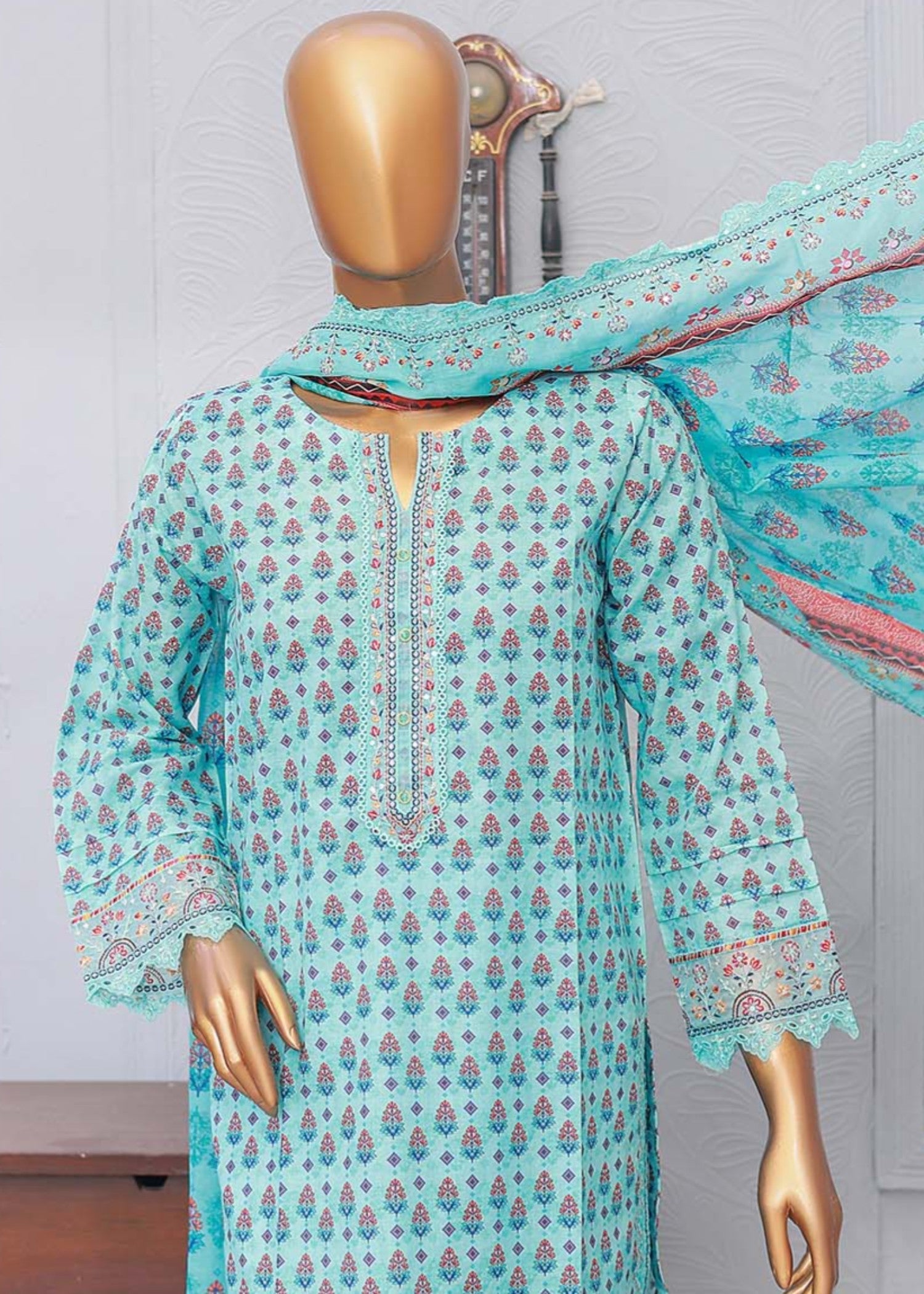 Suntex Fabrics – BLUE Festive Embroidered Women 2pcs
