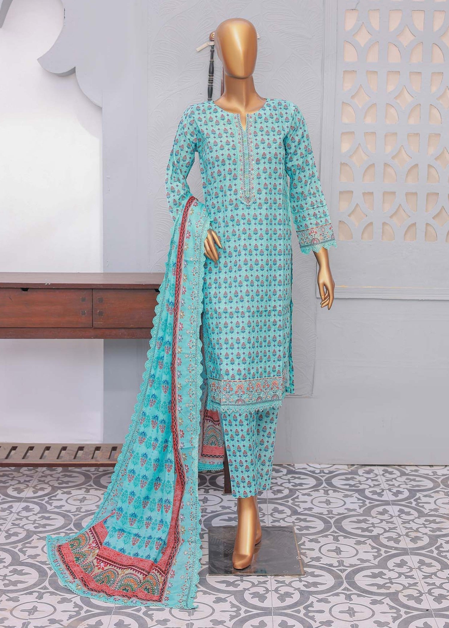 Suntex Fabrics – BLUE Festive Embroidered Women 2pcs