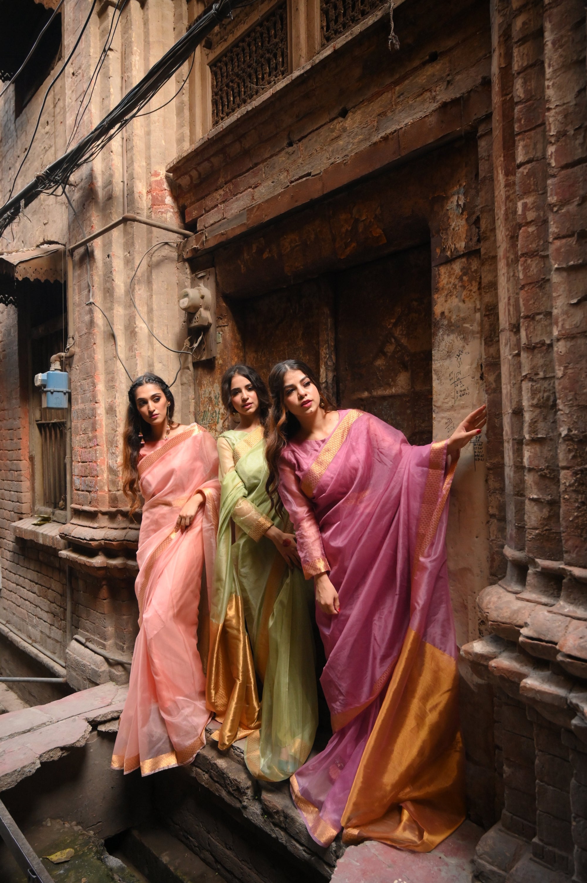 Noroz Lilac Zarri Organza Saree Women 3pcs