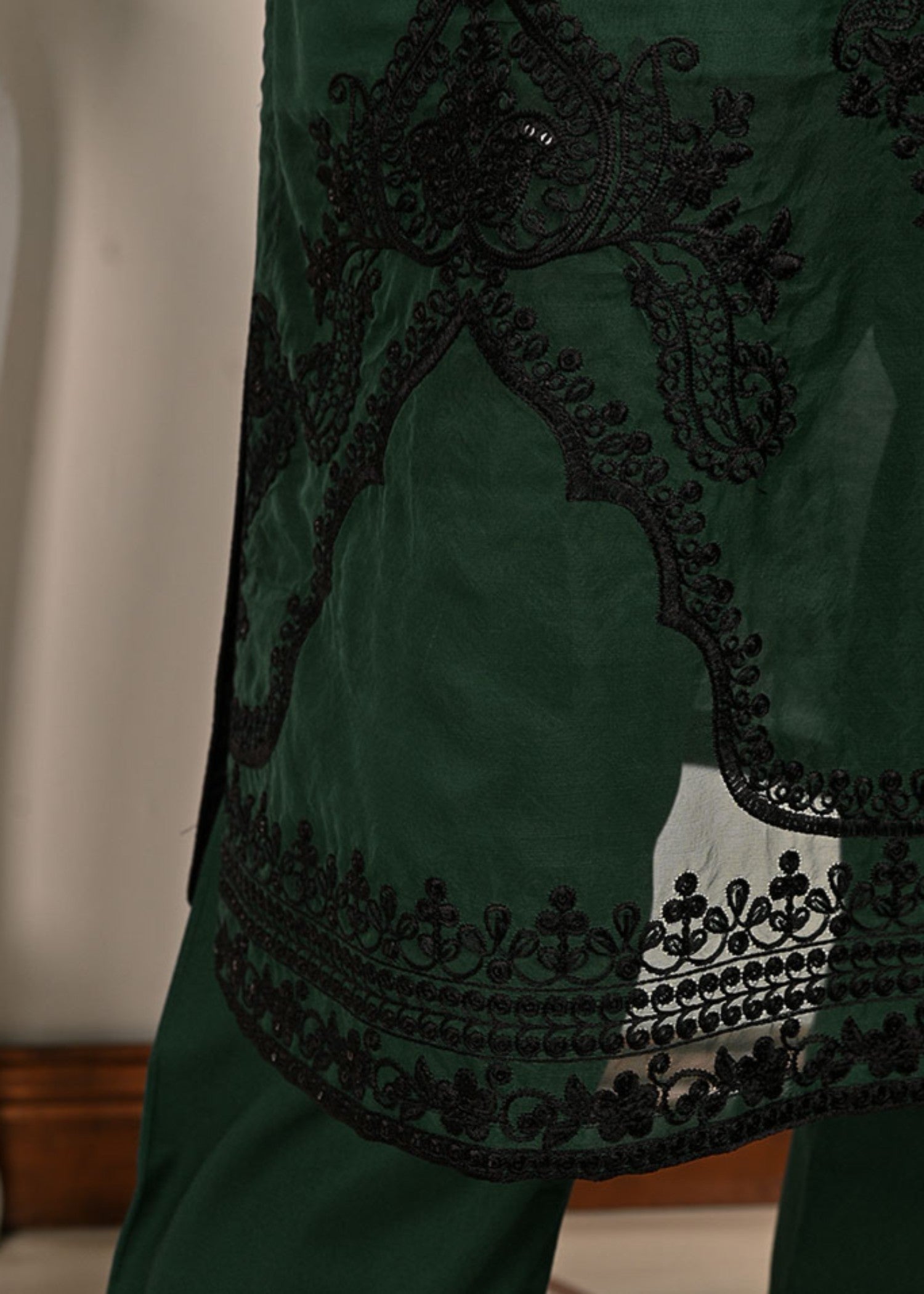 Khombi Black Arrow BZ 134 Dark Green Daily/Basic Wear Cotton Embroidered Dress Women 3pcs