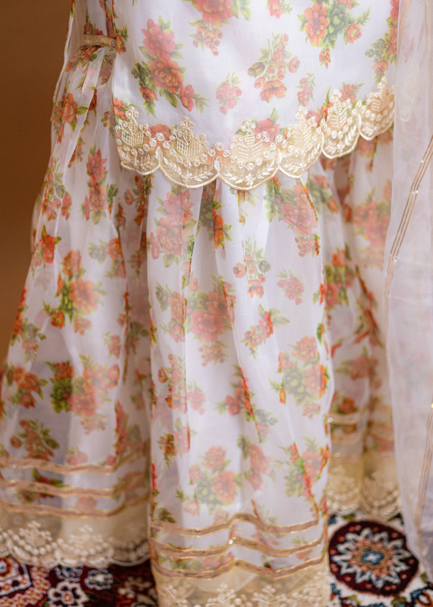 Aqasi Motia ( White Gharara set ) Women 3pcs