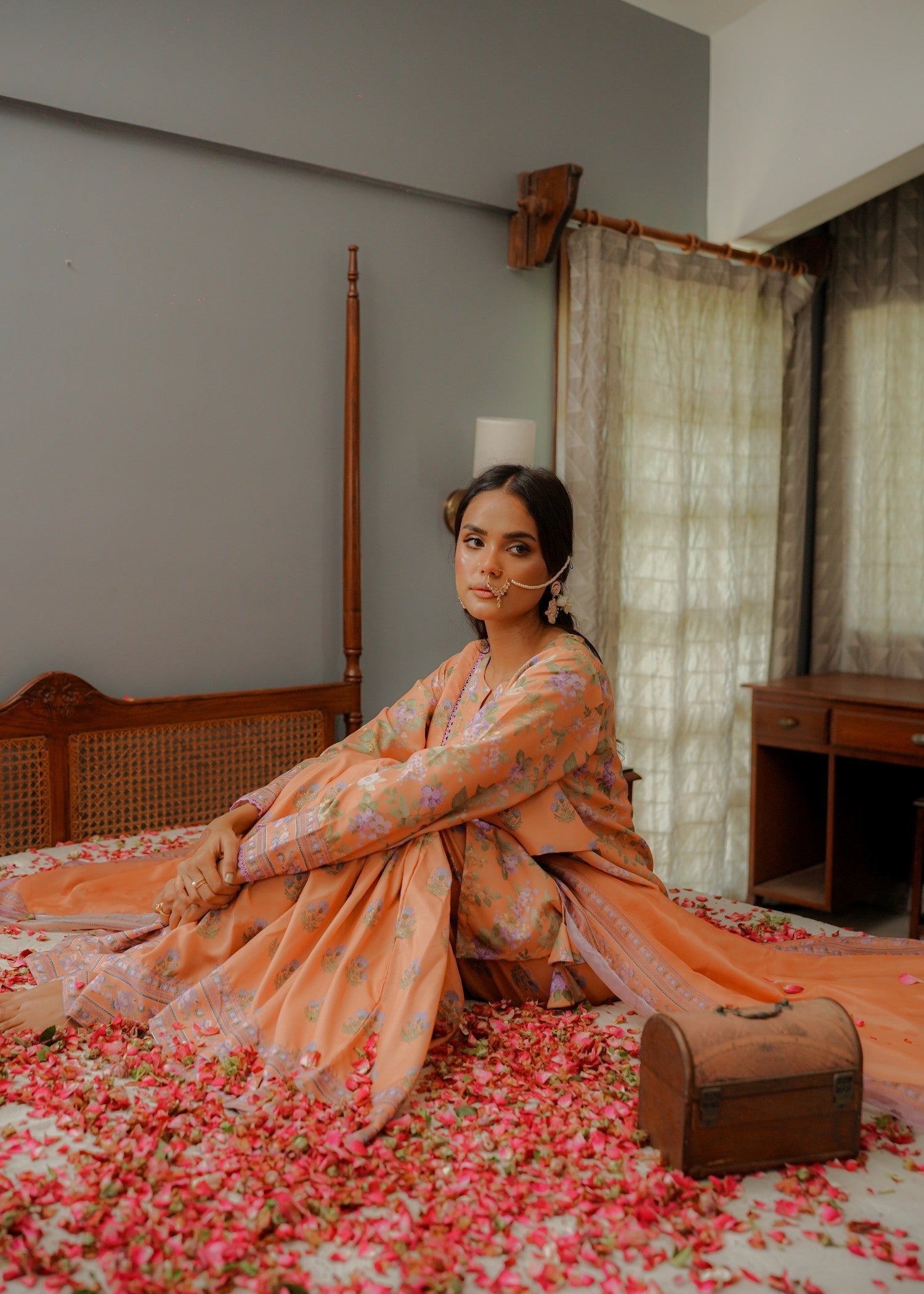 The Affordable Designer Pastel Orange Gharara Women 3pcs