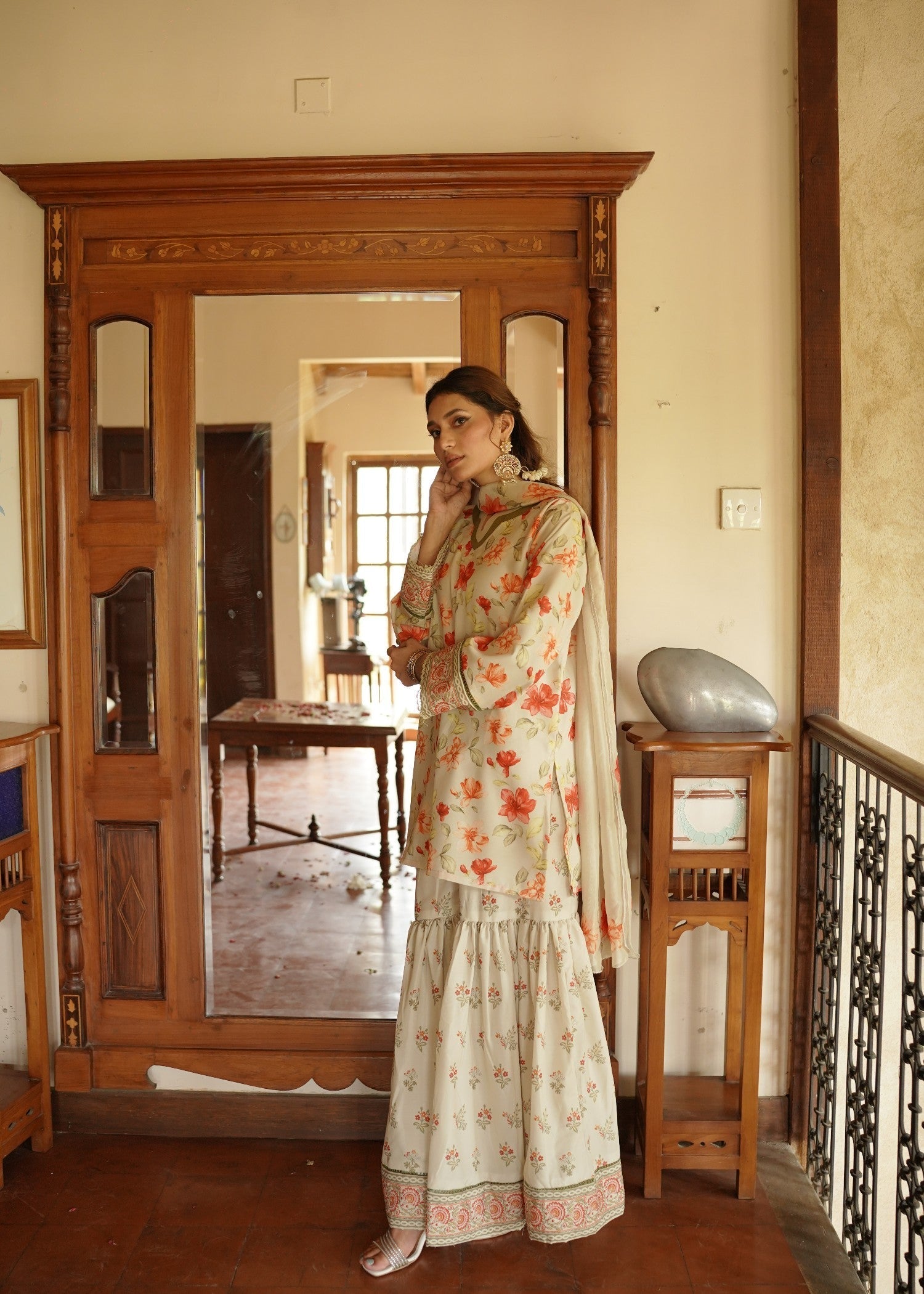 The Affordable Designer Pastel Floral Gharara Women 3pcs