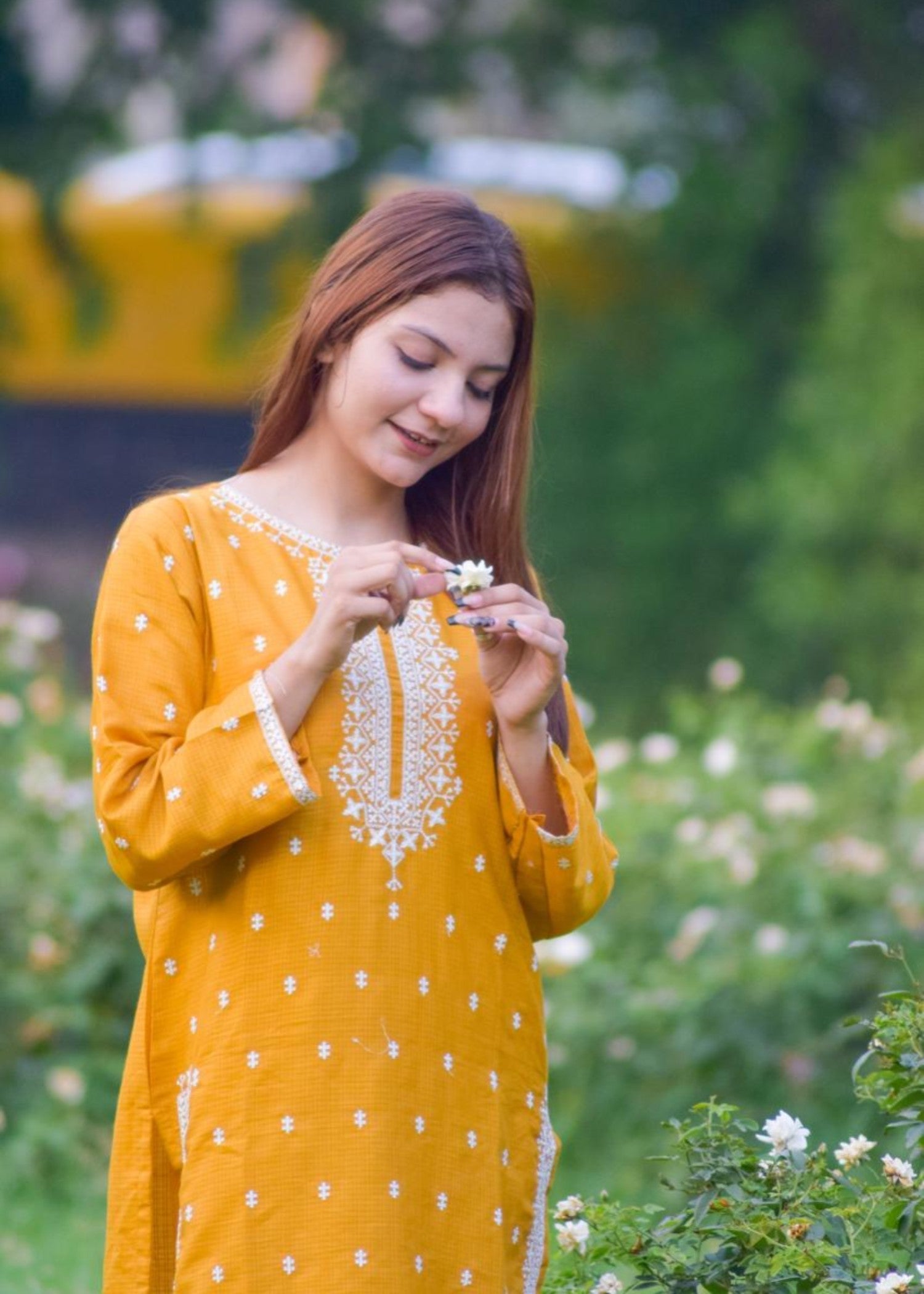 Shehroz Fashion Doria Cotton Embroidery mustard Women 2pcs