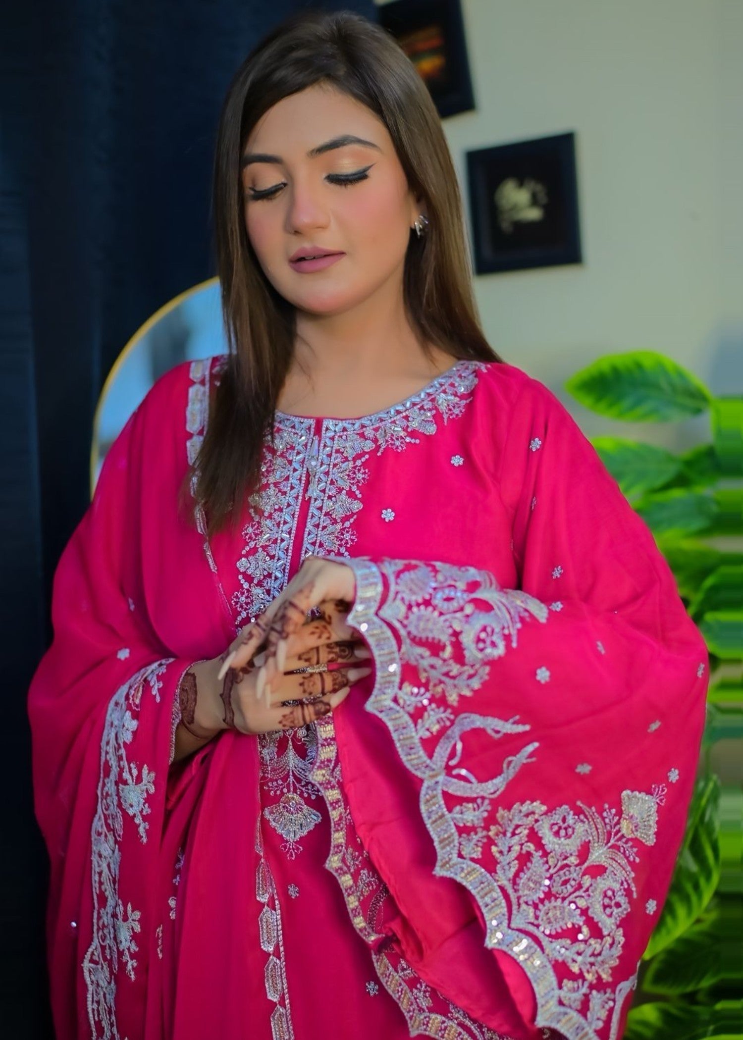 Inaaya Fashion Sajal Shocking Pink Women 3pcs