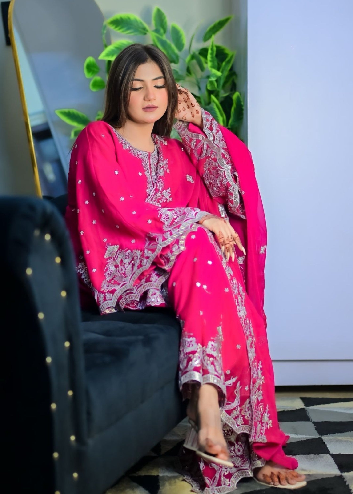 Inaaya Fashion Sajal Shocking Pink Women 3pcs