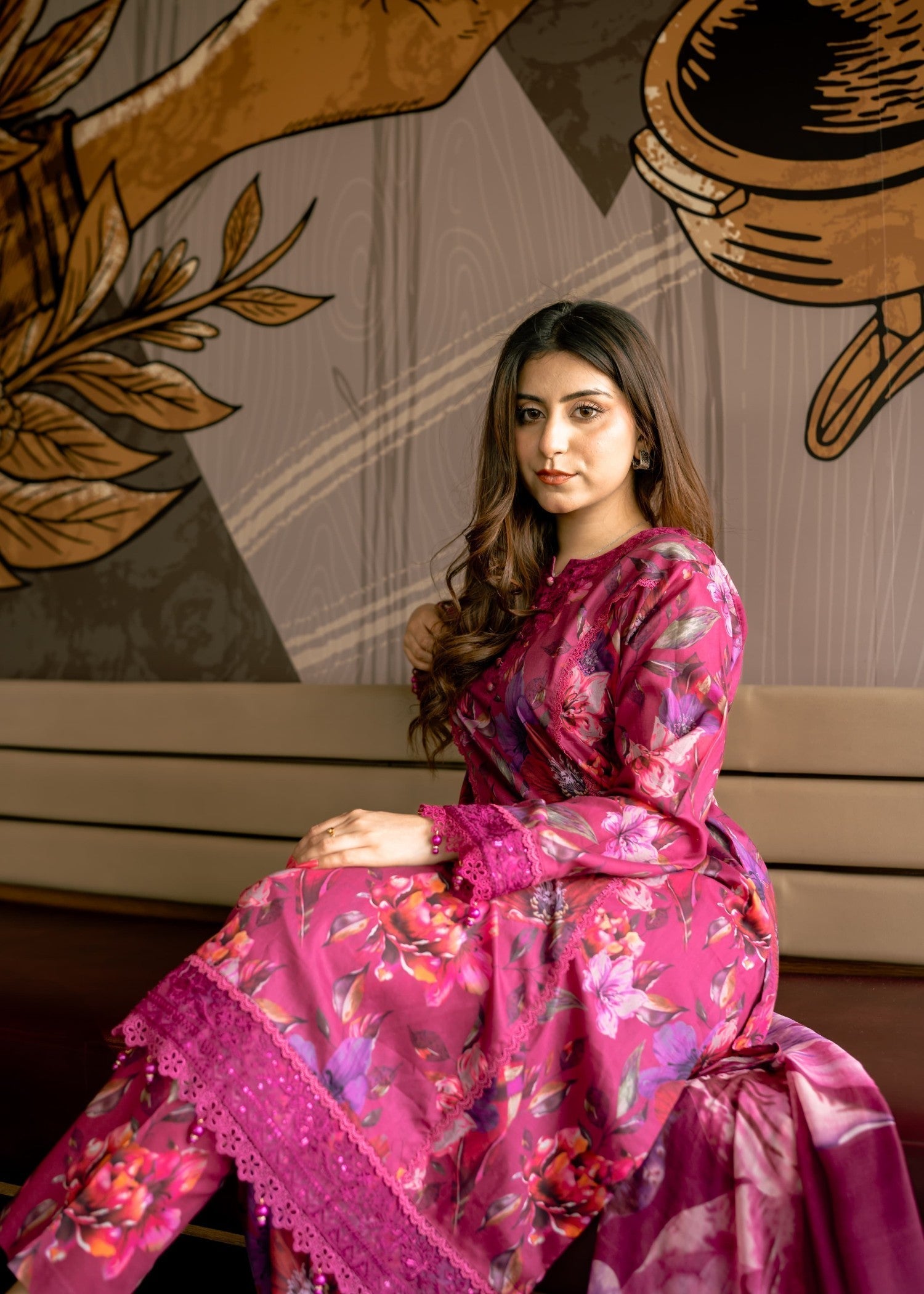 Shrenz Pret Shrenz Maroon Majesty Pret Lawn Women 3pcs