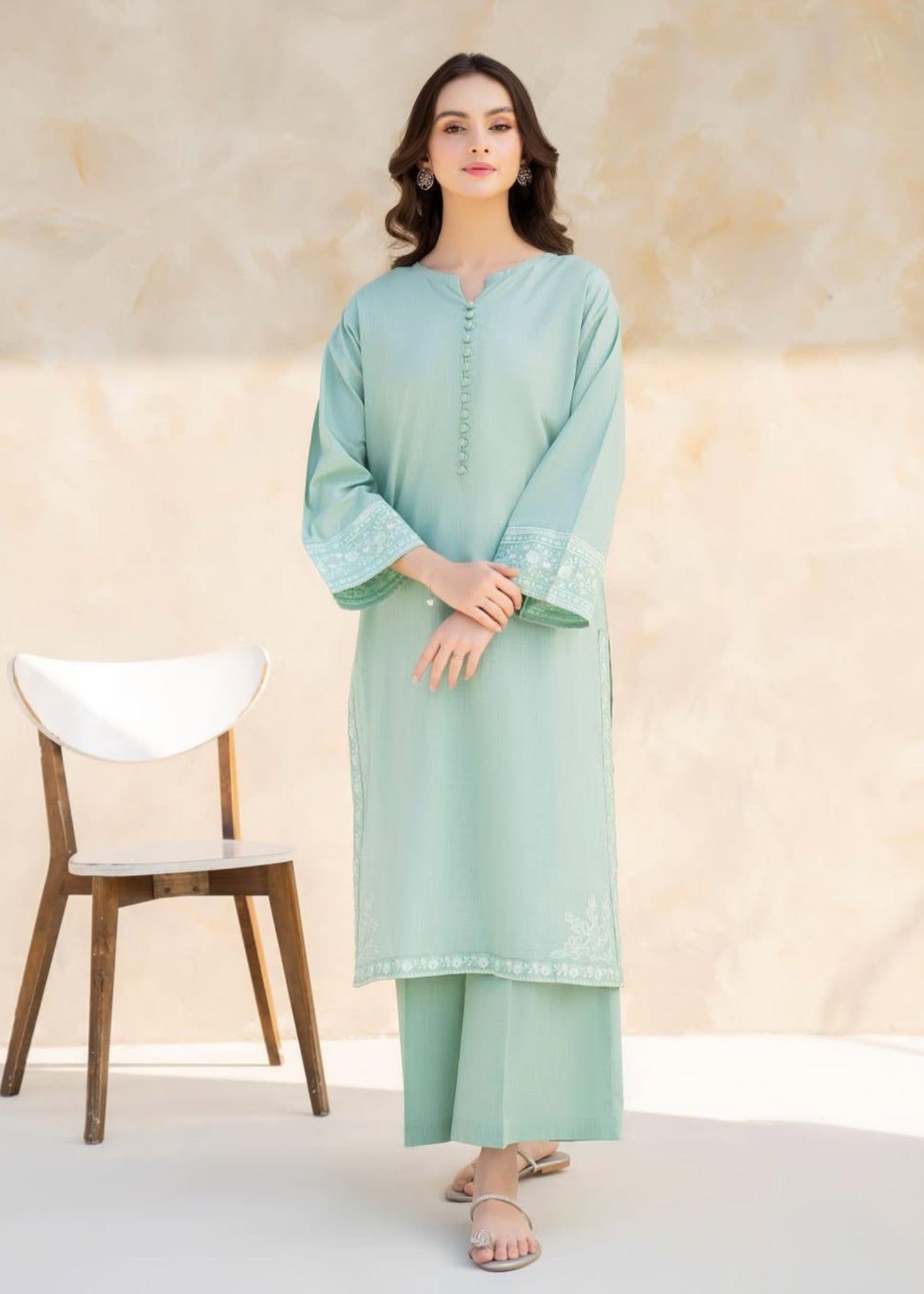 Shehroz Fashion BLUE DIAMOND LAWN EMBROIDERY SUIT Women 2pcs