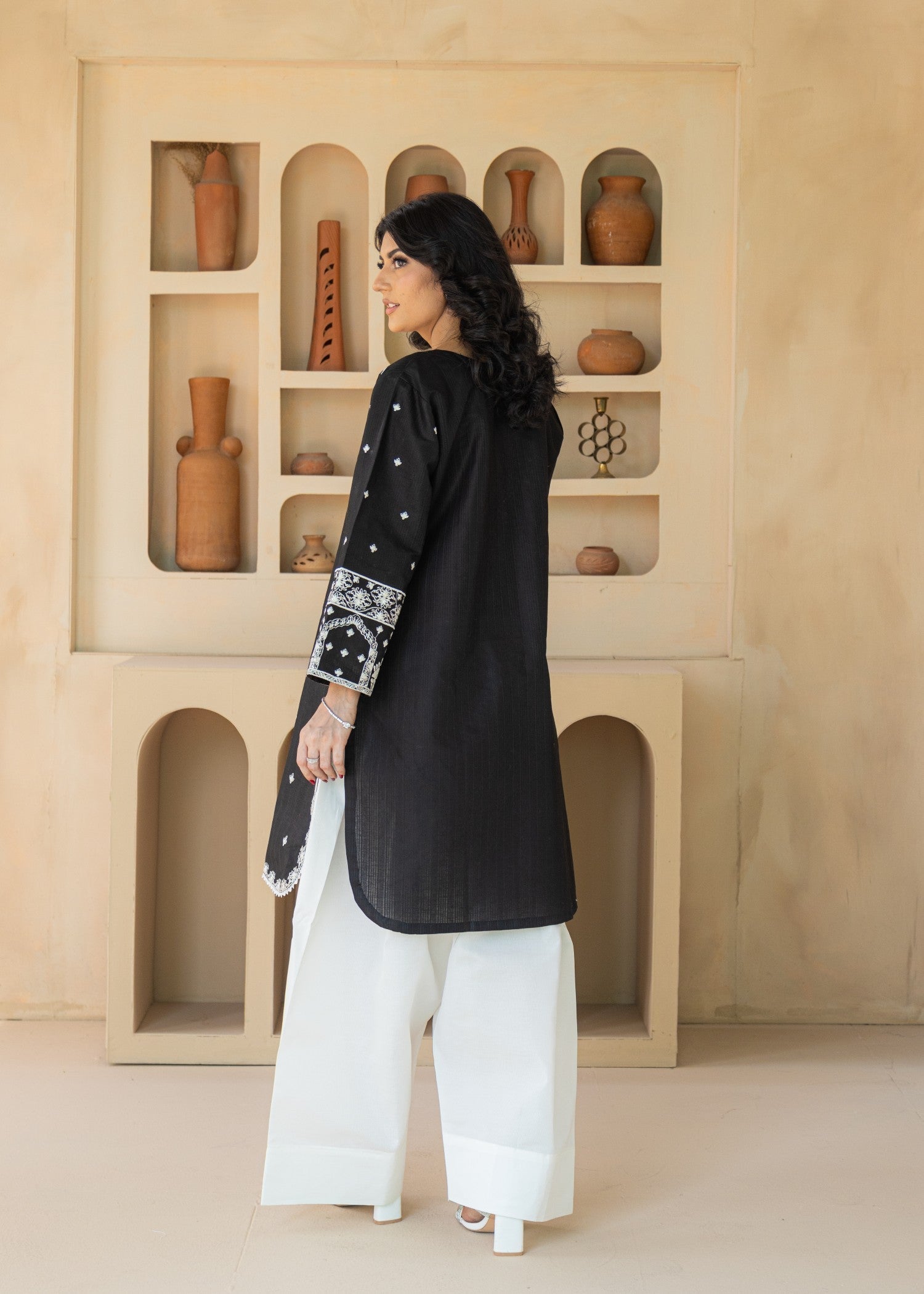 Ameena Official Farshi Shalwar Black Zarqash Women 2pcs