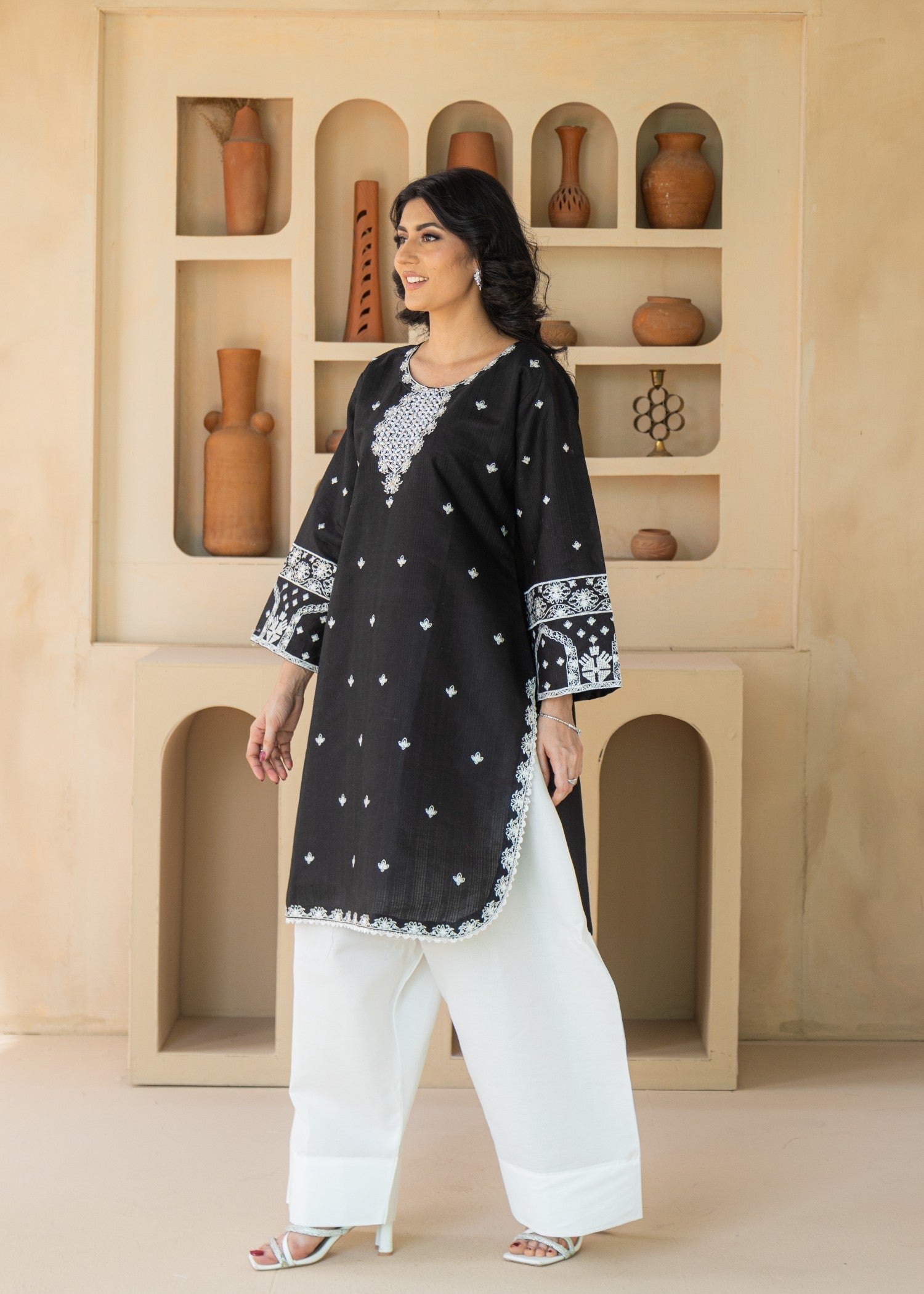 Ameena Official Farshi Shalwar Black Zarqash Women 2pcs