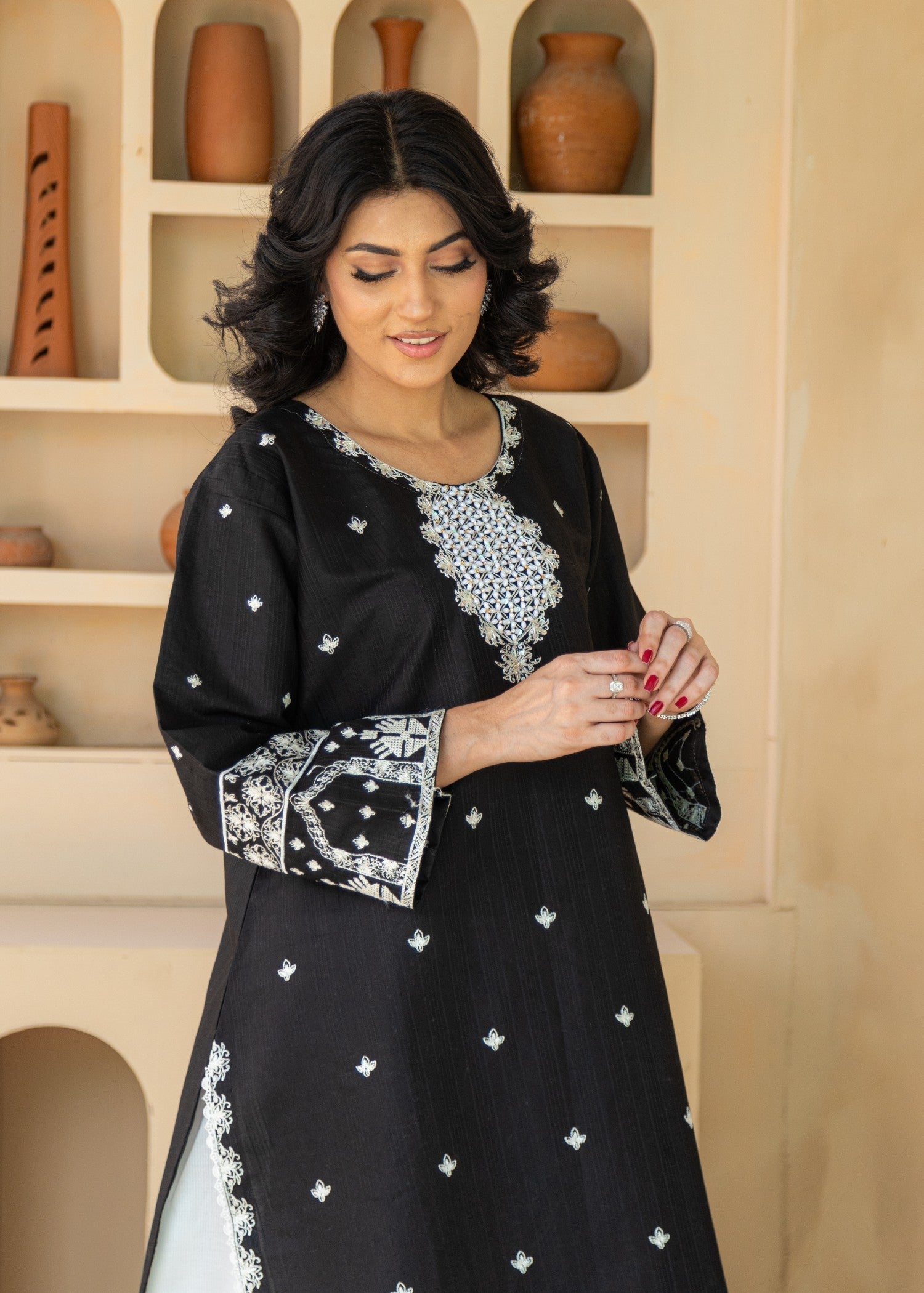 Ameena Official Farshi Shalwar Black Zarqash Women 2pcs