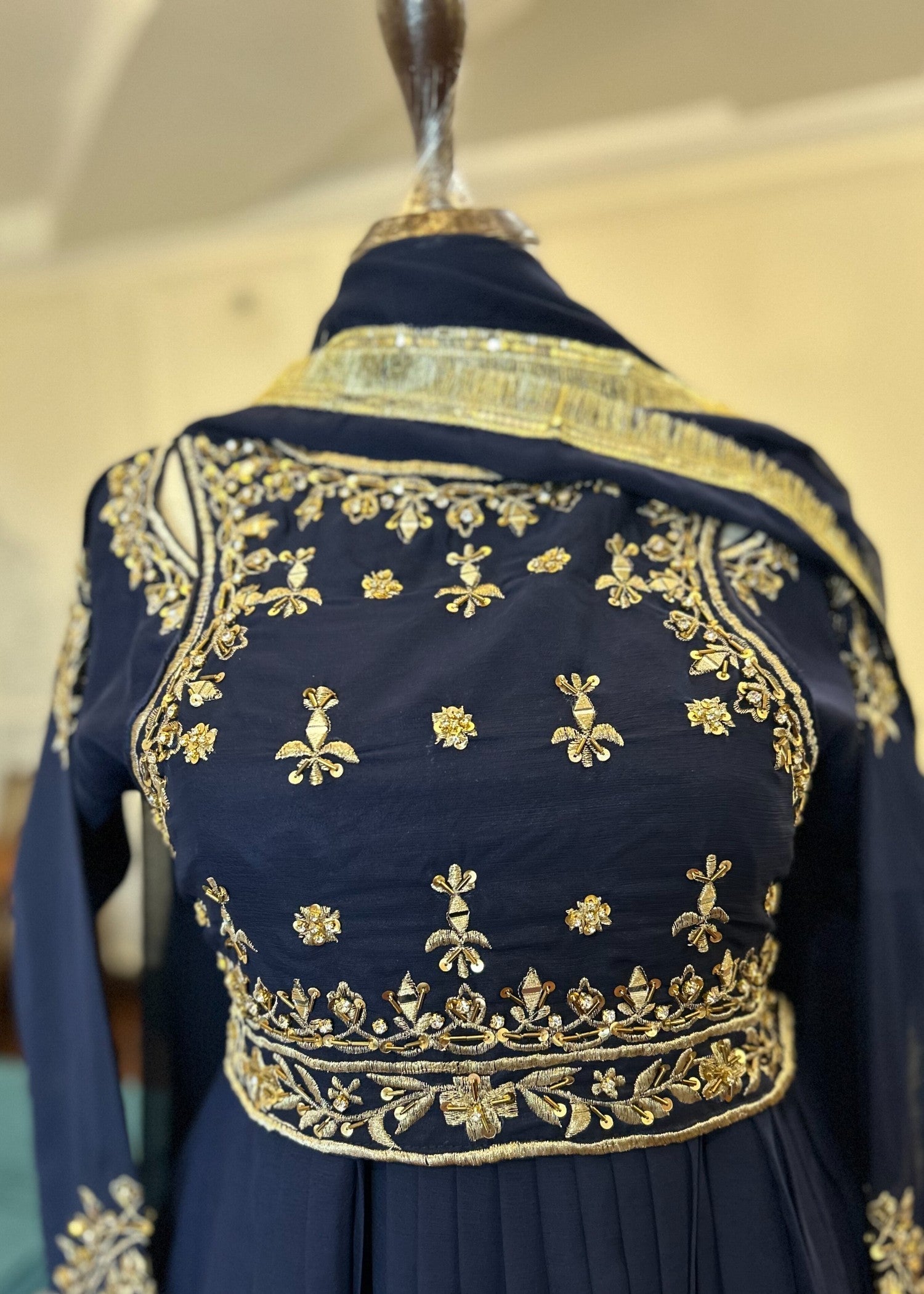 Abana Blue Pishwas Chiffon Women 3pcs