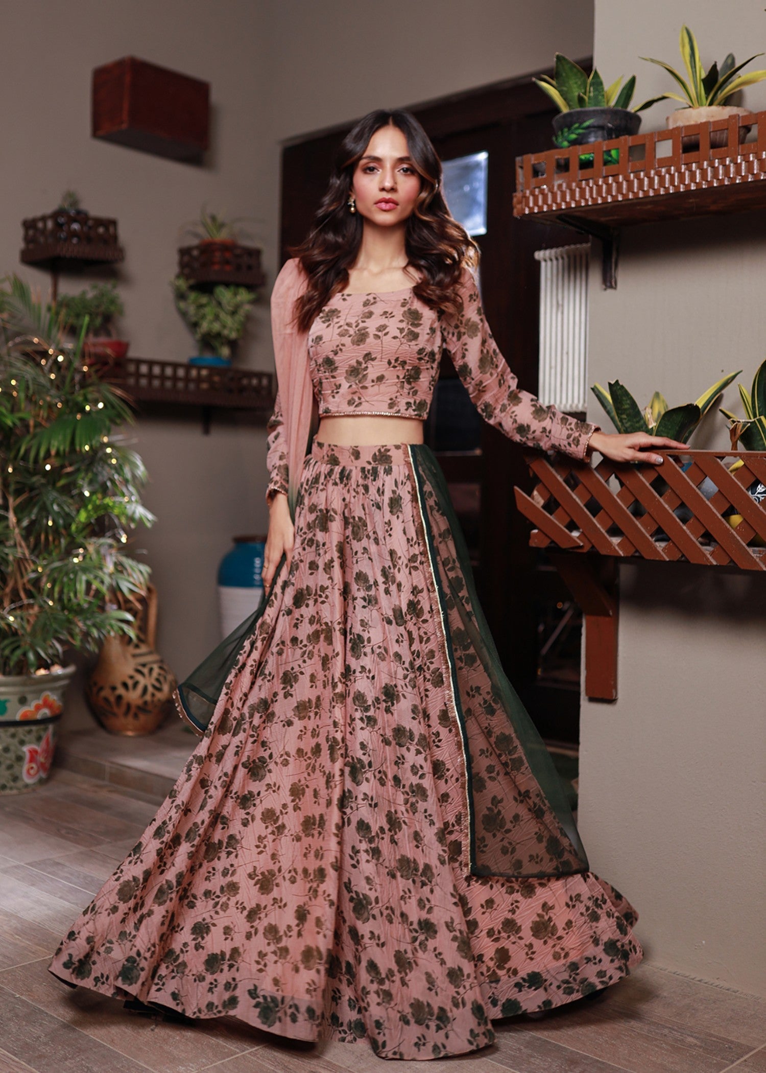 VELOUR Printed Lehenga Set Women 3pcs