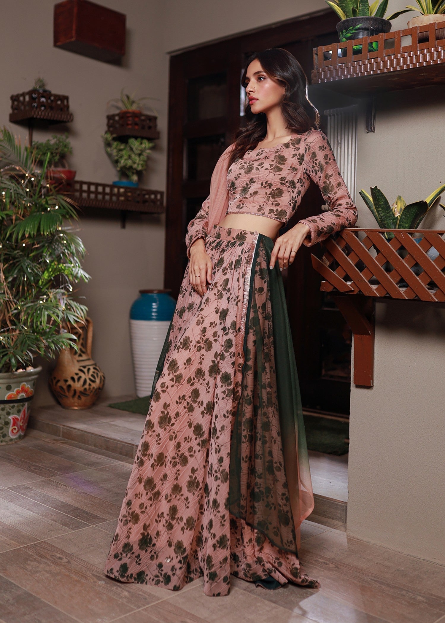 VELOUR Printed Lehenga Set Women 3pcs