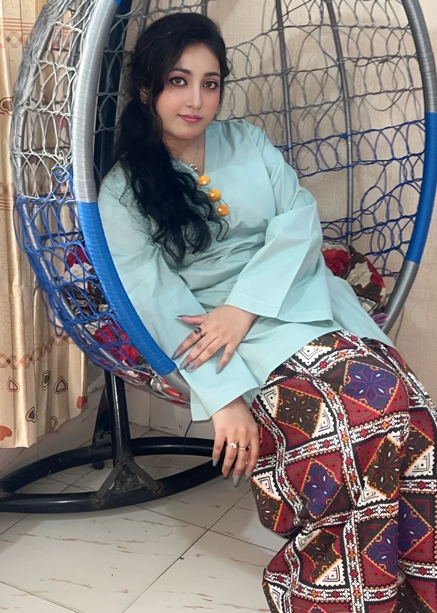 Urban Cut Cotton Solid and Printed Co Ord Set with Farshi Shalwar Green Women 2pcs