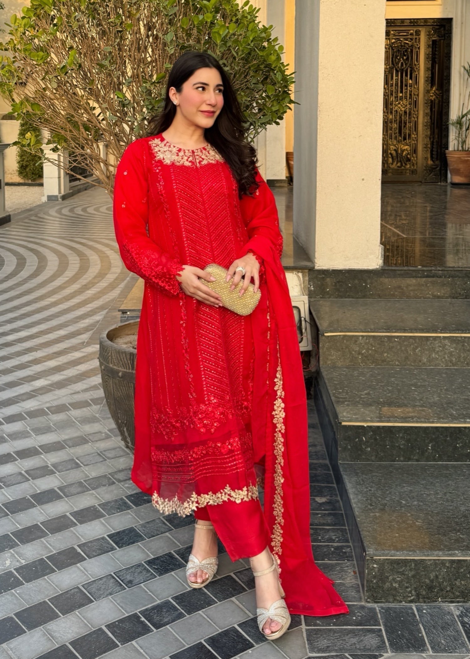 Ayesha B red (Aashi) Women 3pcs