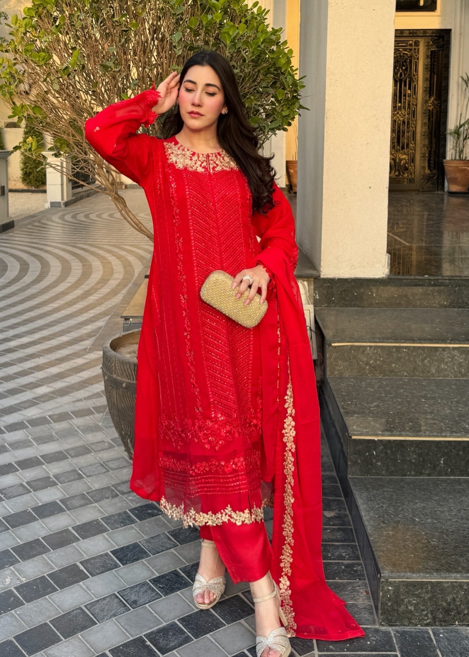 Ayesha B red (Aashi) Women 3pcs