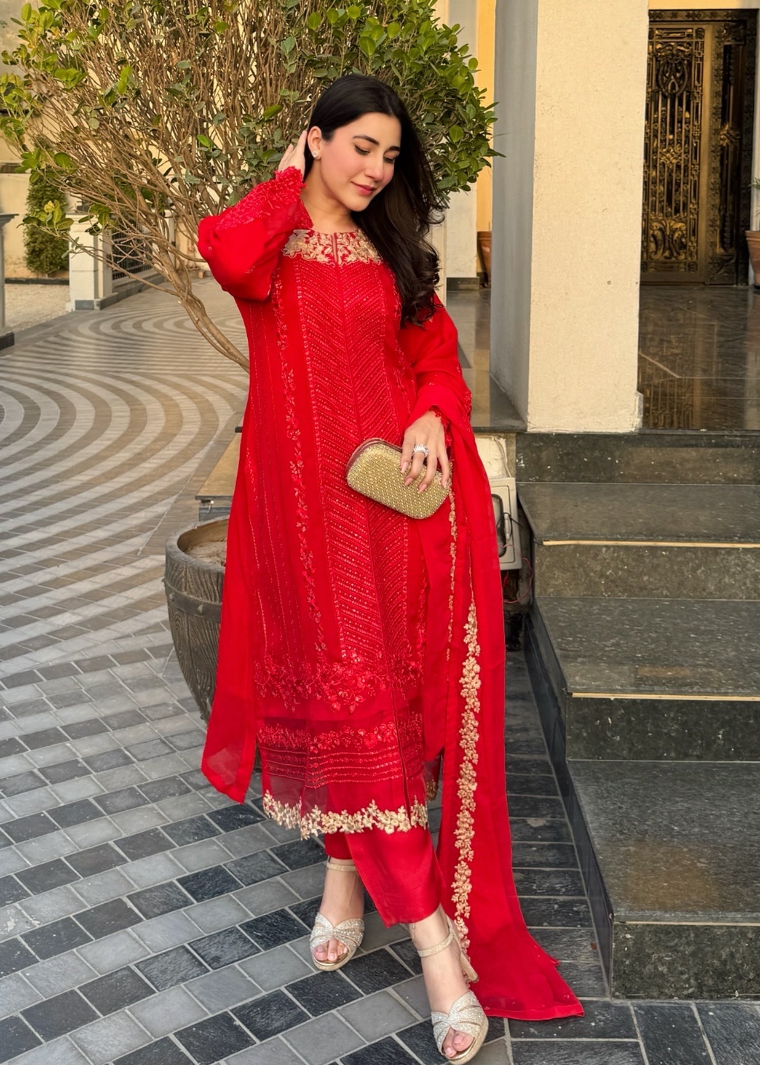 Ayesha B red (Aashi) Women 3pcs