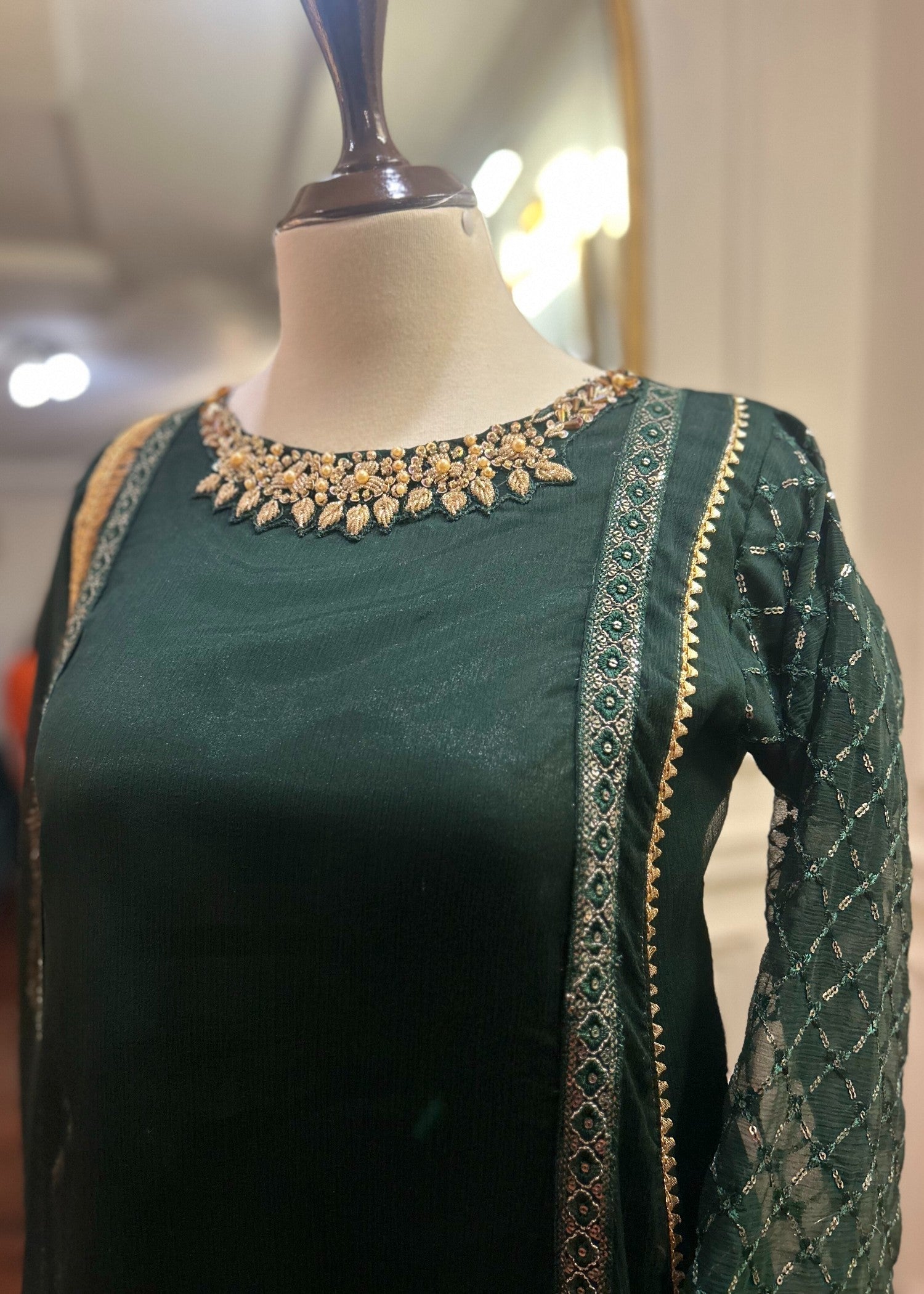 Abana Gulnaz Green Chiffon Women 3pcs