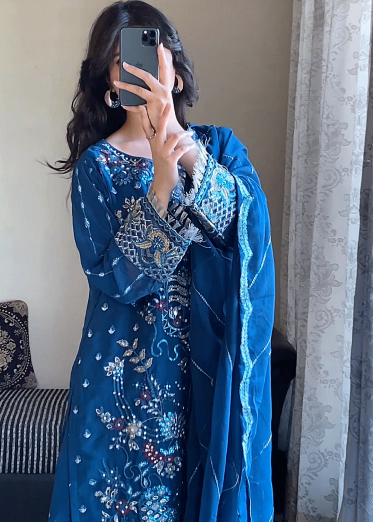 Four Season Boutique AASMAAN BLUE Women 3pcs