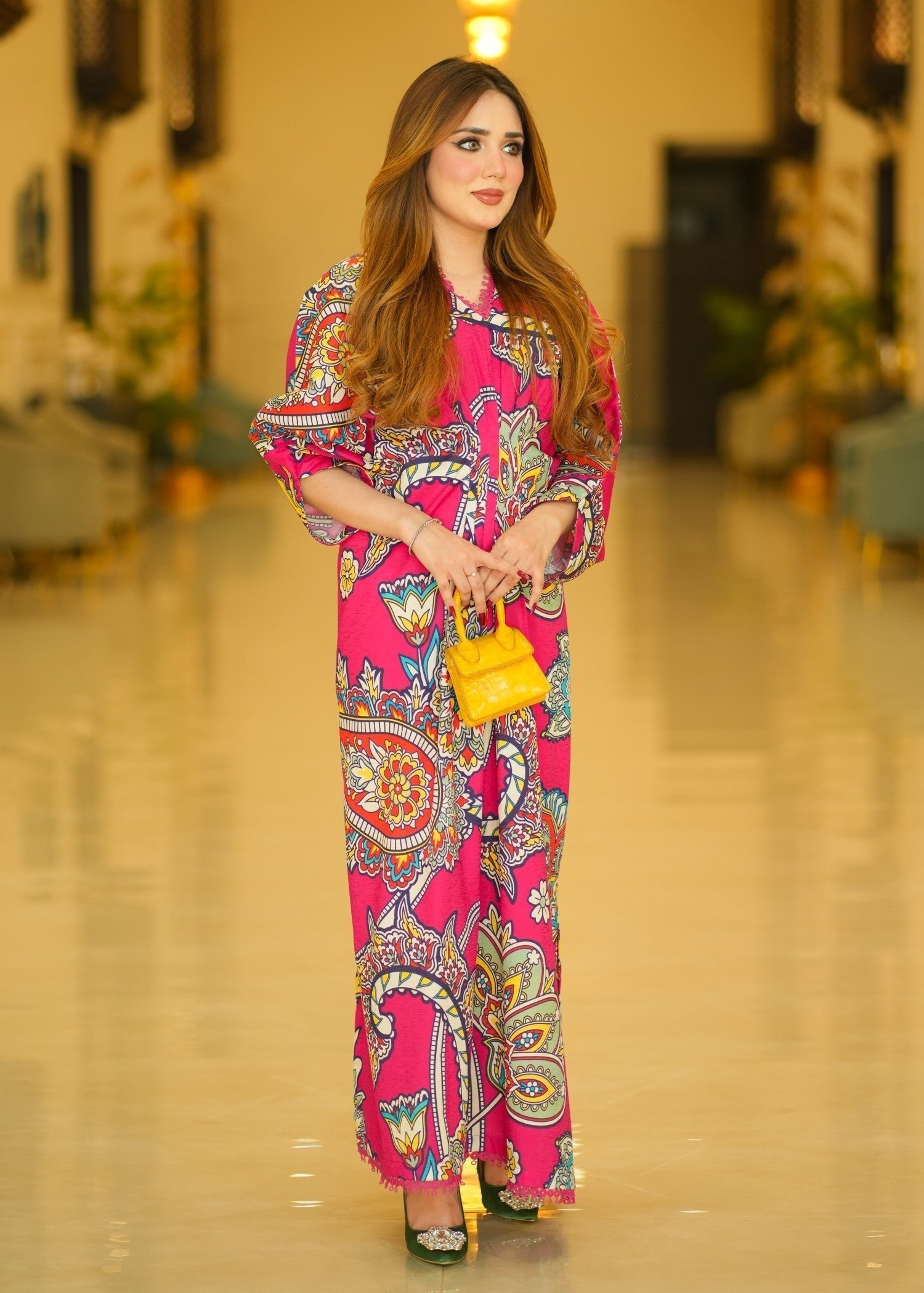 Sahibas By Mirza Tarana Kaftan Hot Pink Women 1pcs