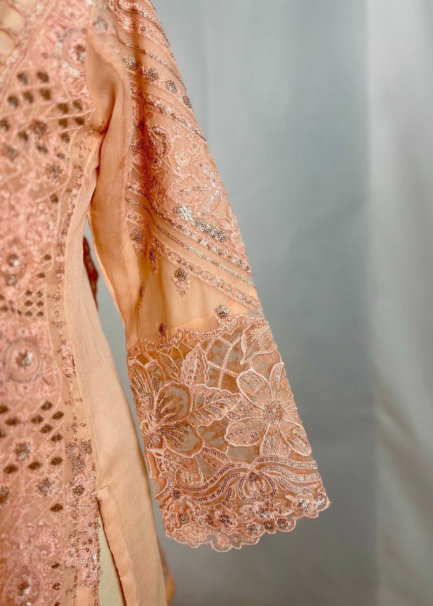 Abana Peach Orange Chiffon Women 3pcs