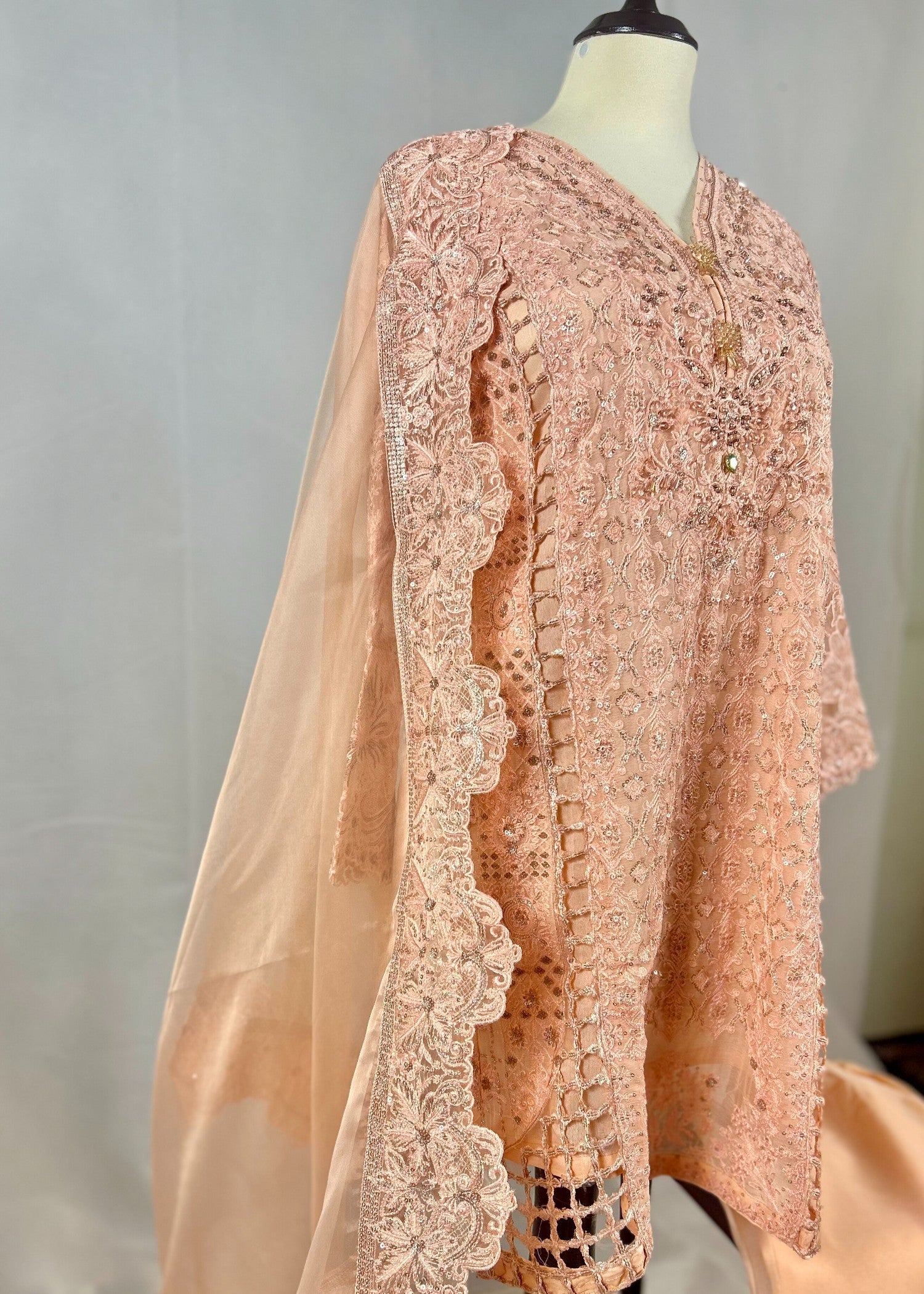 Abana Peach Orange Chiffon Women 3pcs