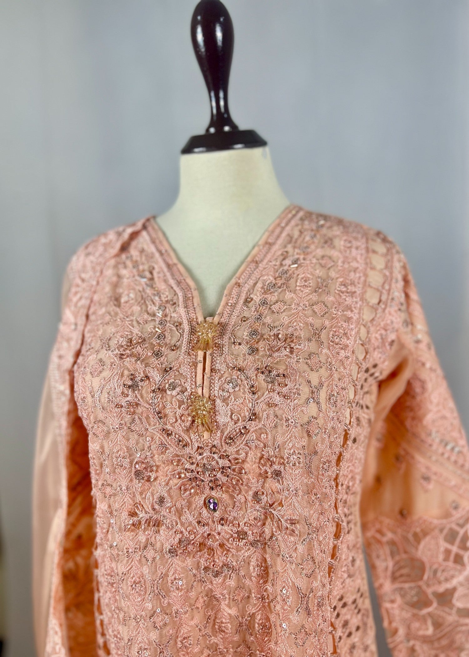 Abana Peach Orange Chiffon Women 3pcs