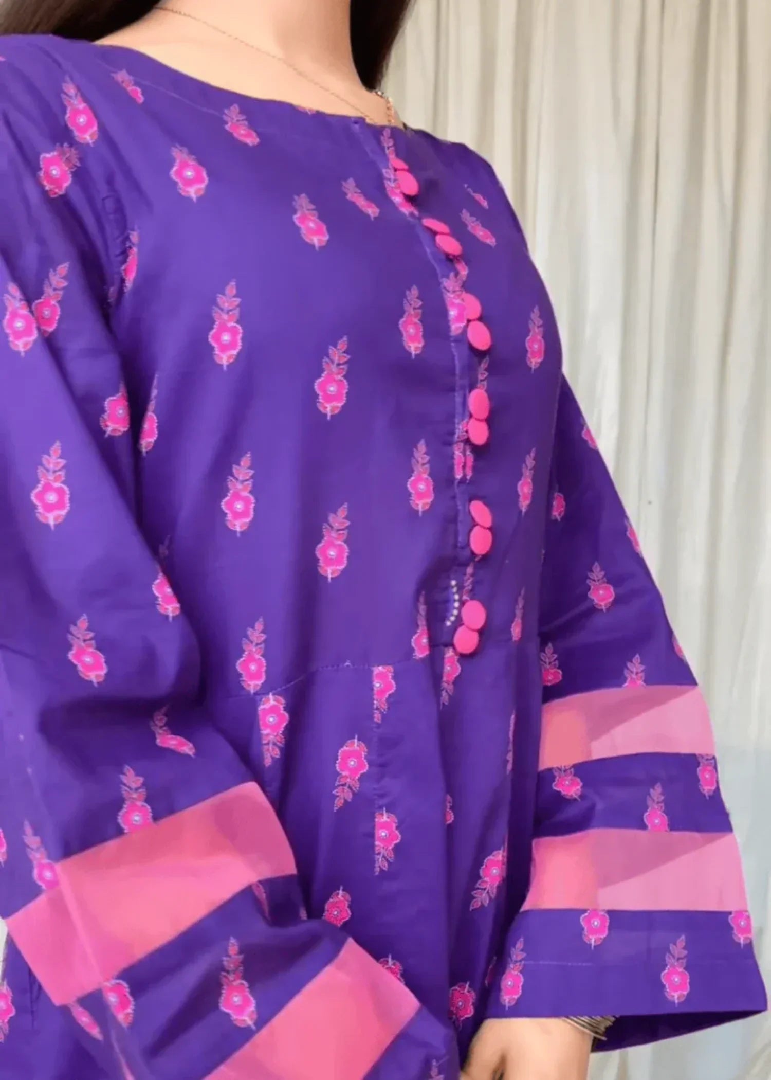 Urban Cut Cotton Printed Dress Purple Women 2pcs