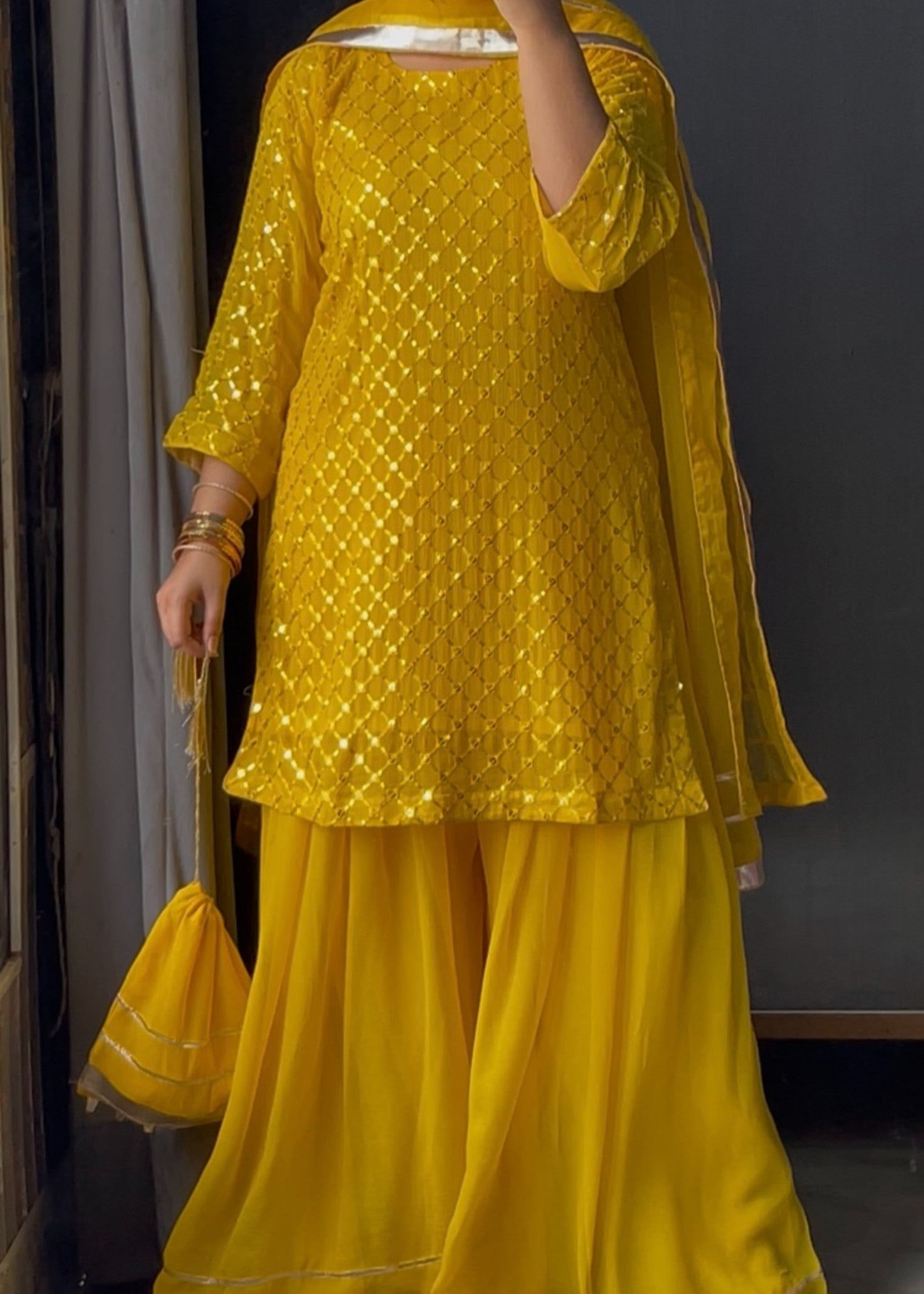 Noorey Libas Yellow dress Women 4pcs