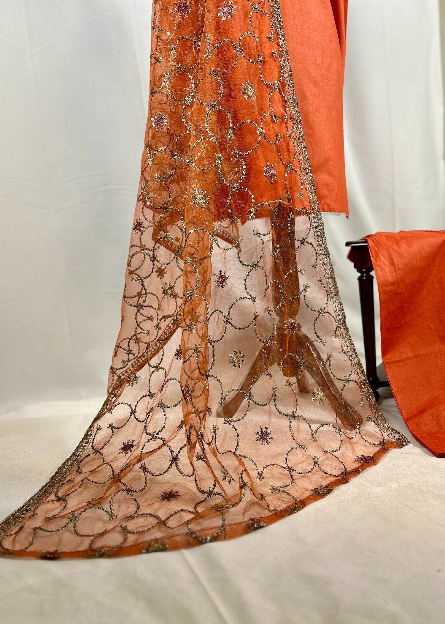 Abana Farshi Shalwar Sunset Orange Women 3pcs