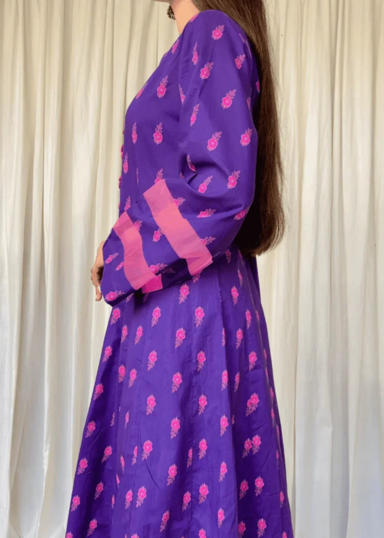 Urban Cut Cotton Printed Dress Purple Women 2pcs