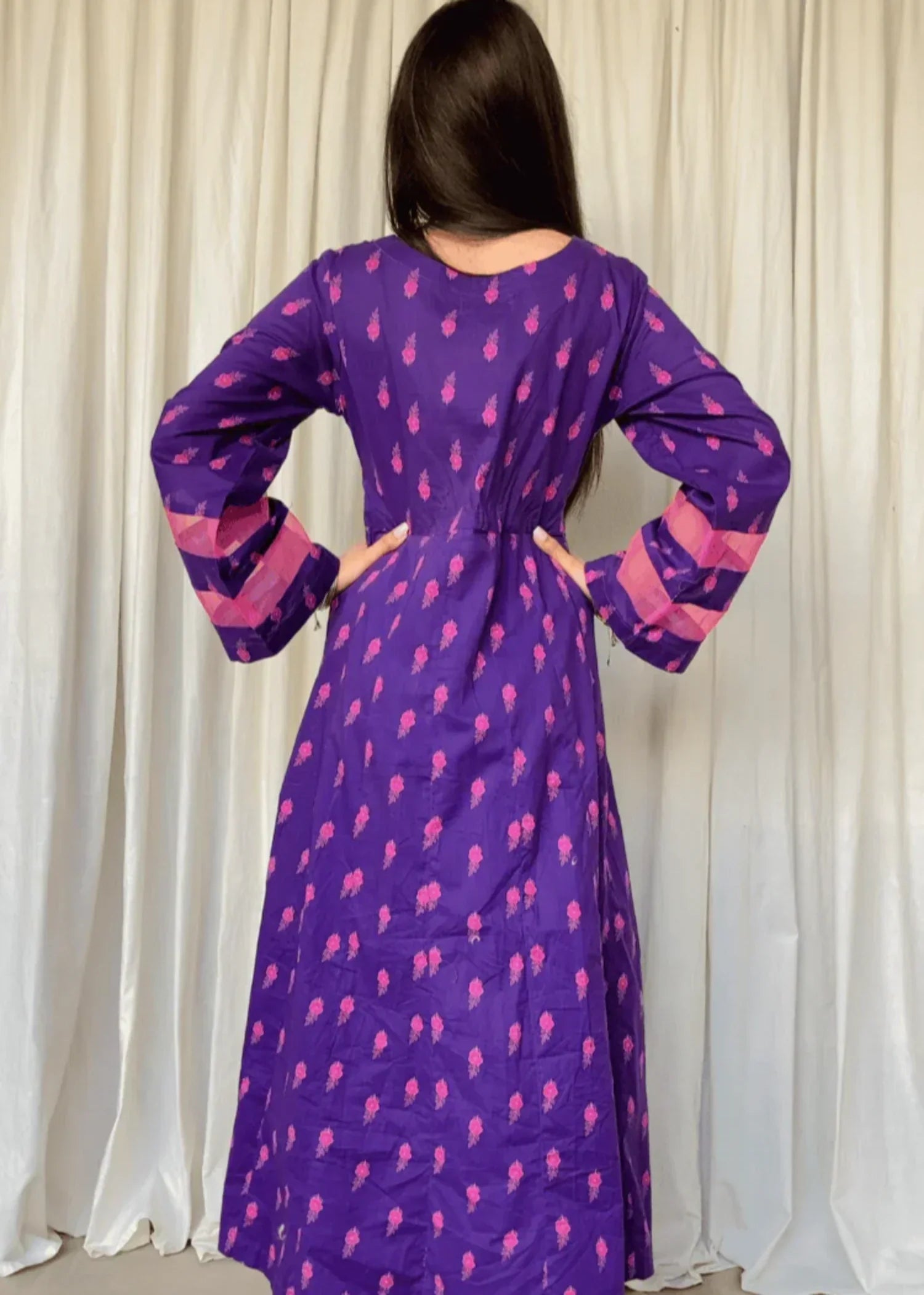 Urban Cut Cotton Printed Dress Purple Women 2pcs