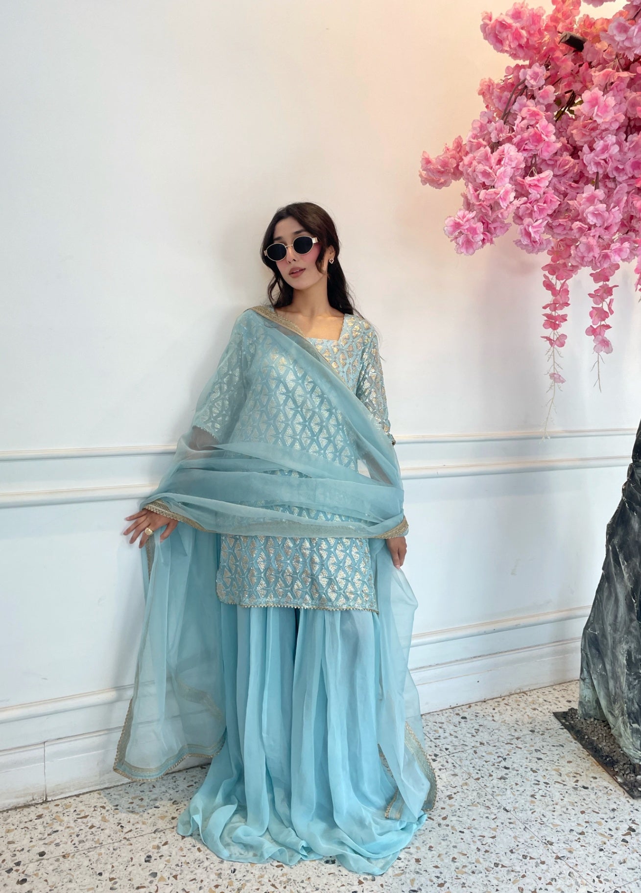 Fashion Trends 4 U Chamak Sky blue Women 3pcs