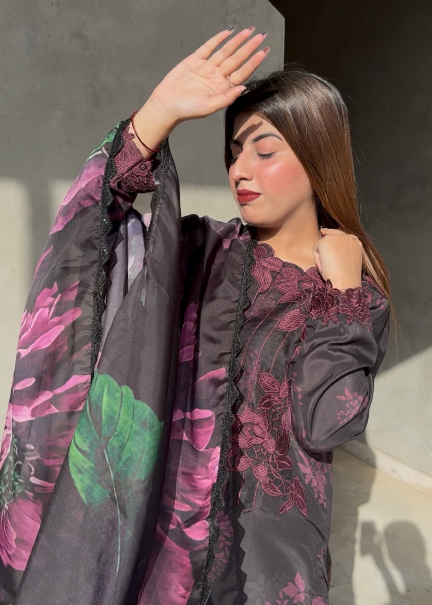 Suits By Sadia BLACK PURPLE SWISS Women 3pcs