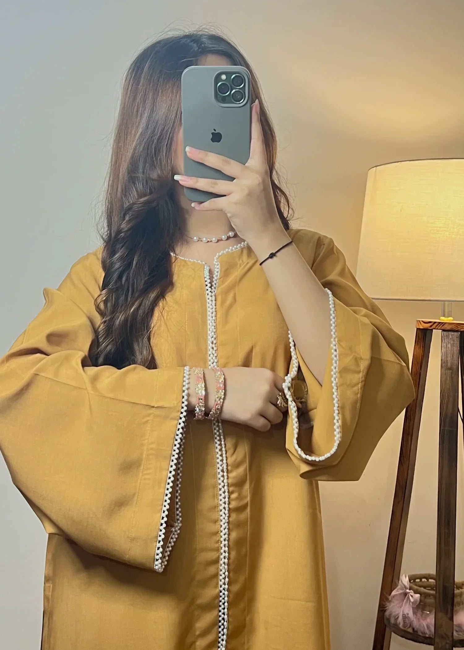 Urban Cut Lawn Embellished Co Ord Set with Farshi Shalwar Camel Brown Women 2pcs